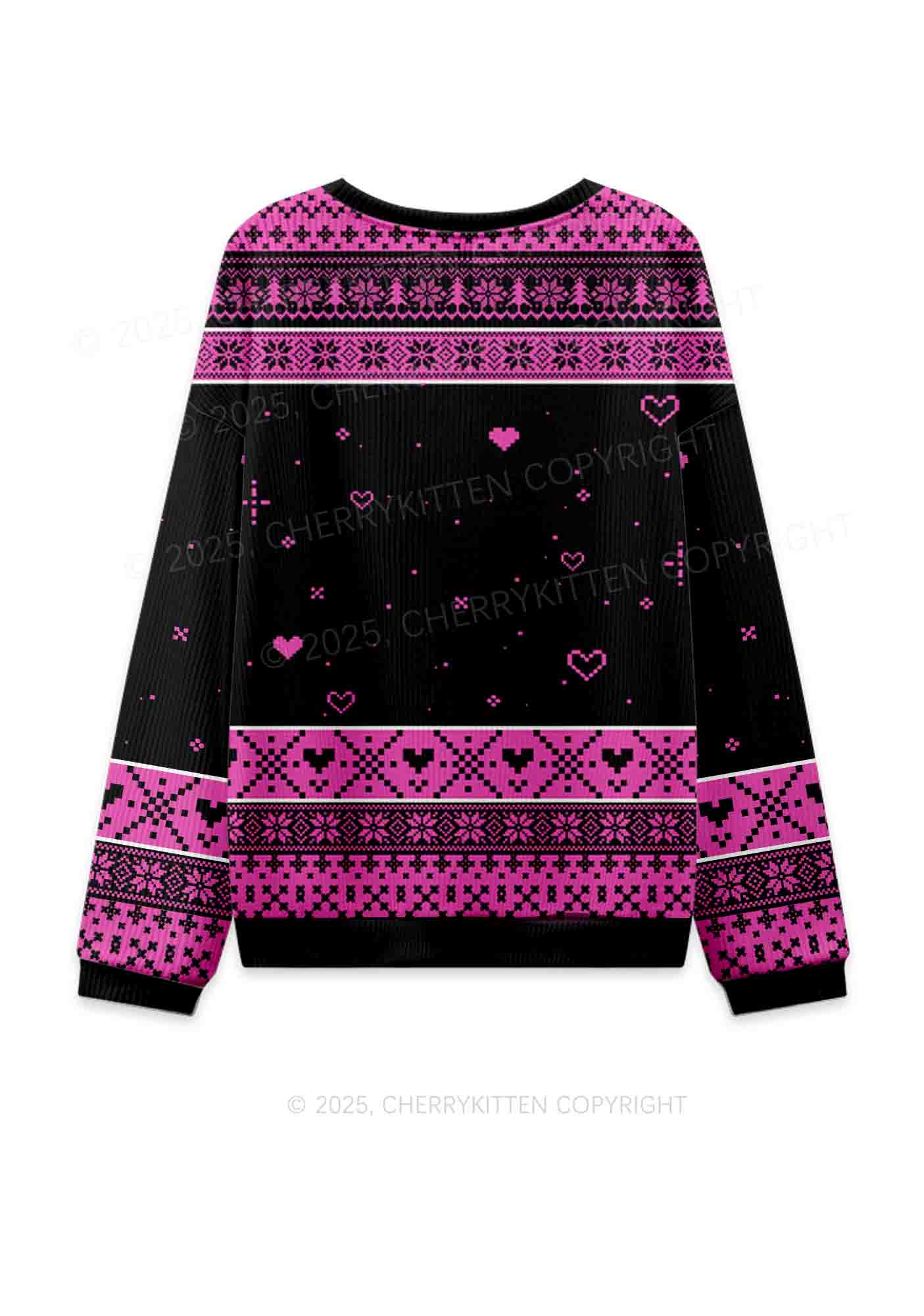 But Daddy I Love Her Y2K Christmas Knit Sweatshirt Cherrykitten - Image 2