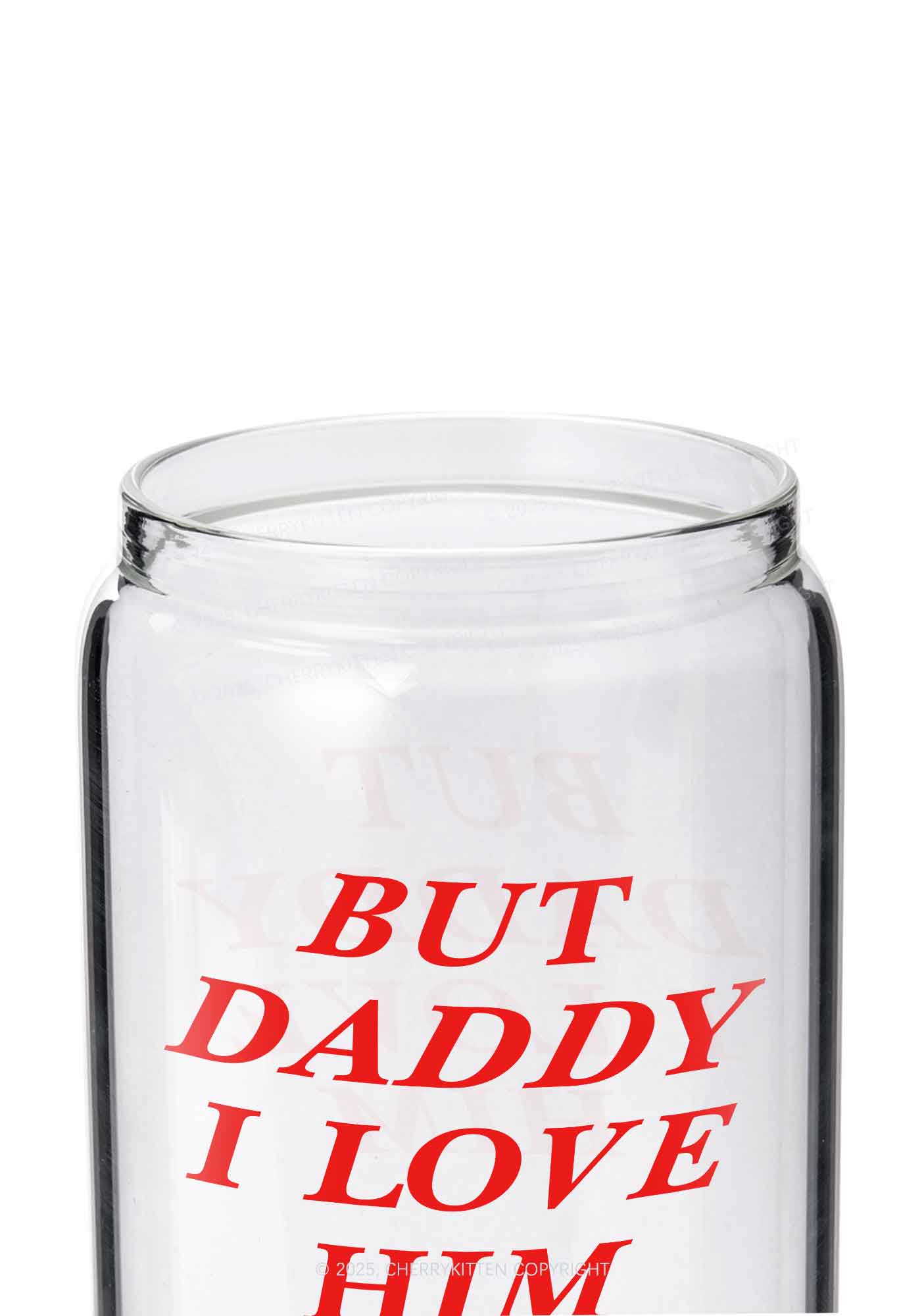 But Daddy I Love Him Pride Y2K Printed Glass Cup Cherrykitten - Image 2