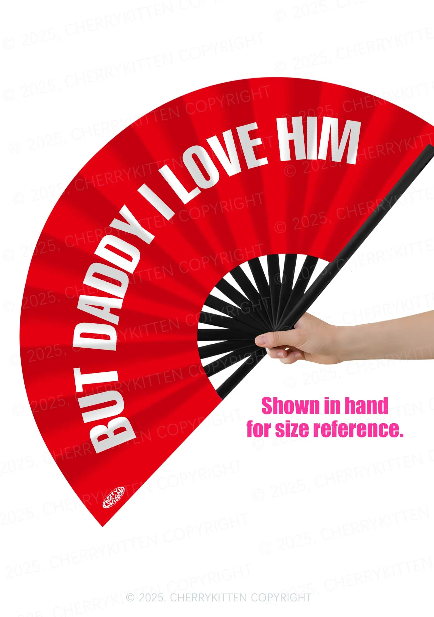 But Daddy I Love Him Pride Y2K Rave Hand Fan Cherrykitten - Image 2