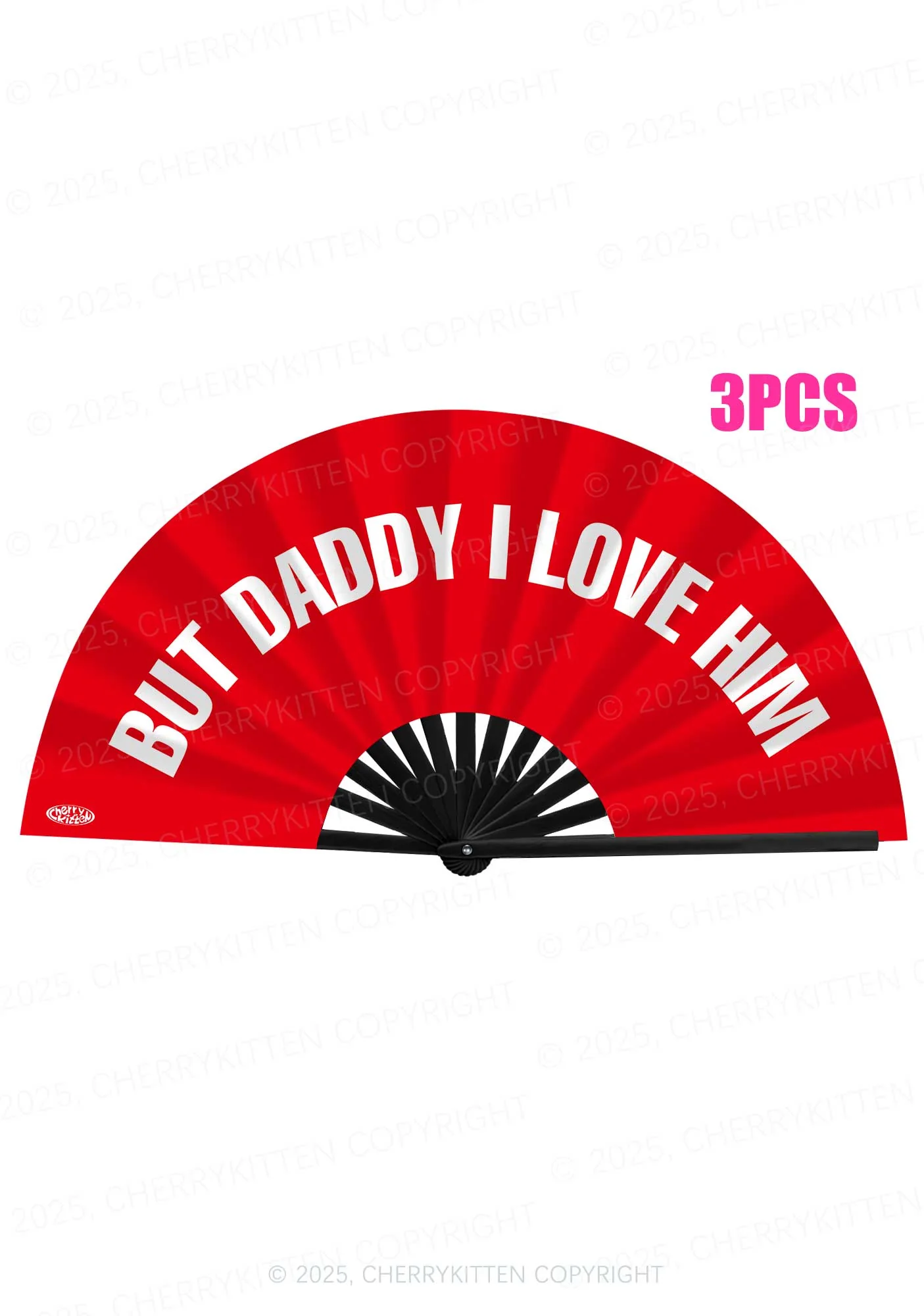 But Daddy I Love Him Pride Y2K Rave Hand Fan Cherrykitten - Image 3