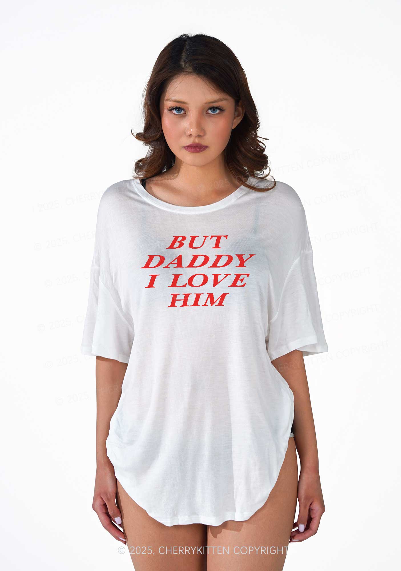 But Daddy I Love Him Pride Y2K Sheer Boyfriend Tee Cherrykitten - Image 2
