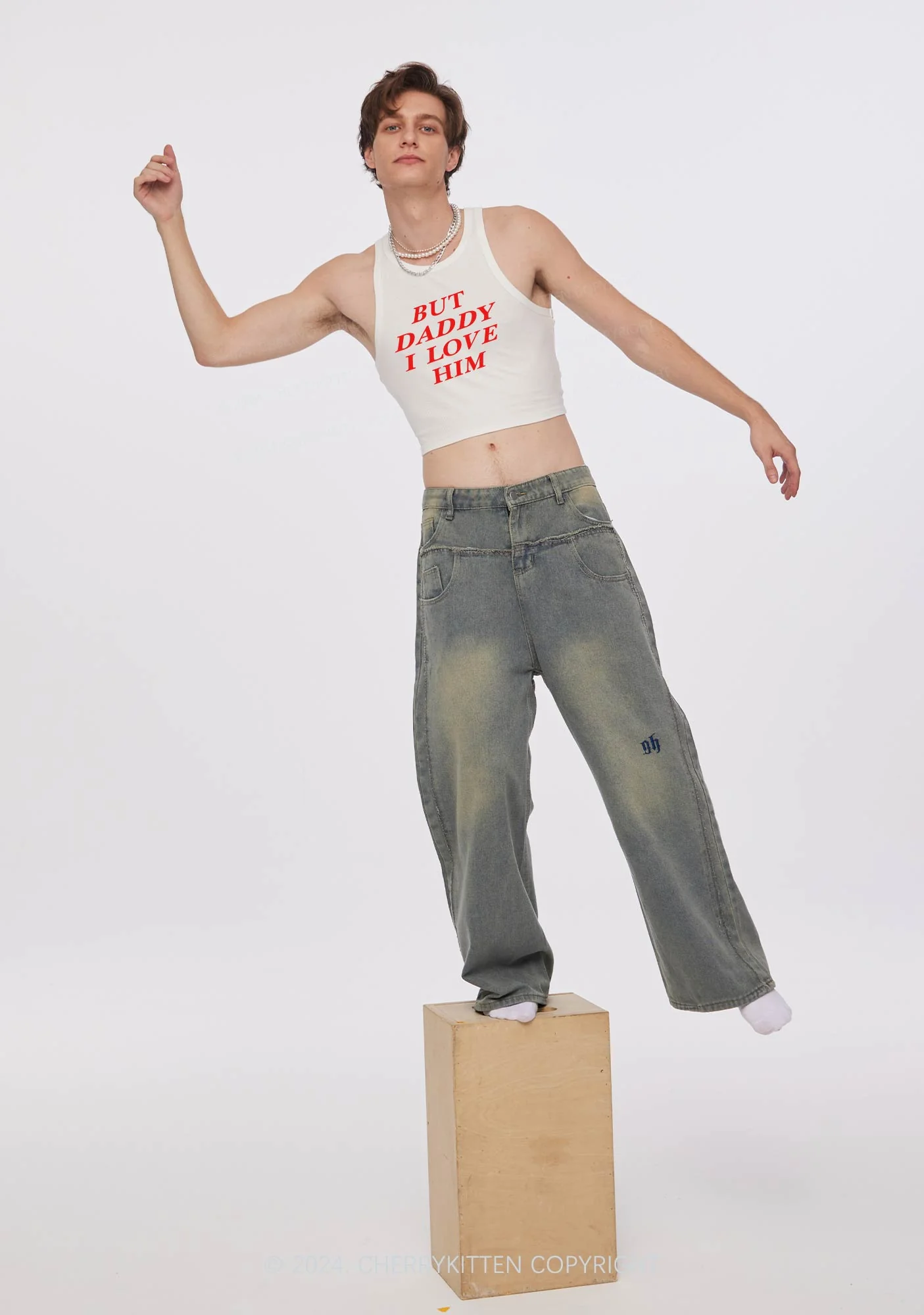 But Daddy I Love Him Y2K Crop Tank Top Cherrykitten - Image 2