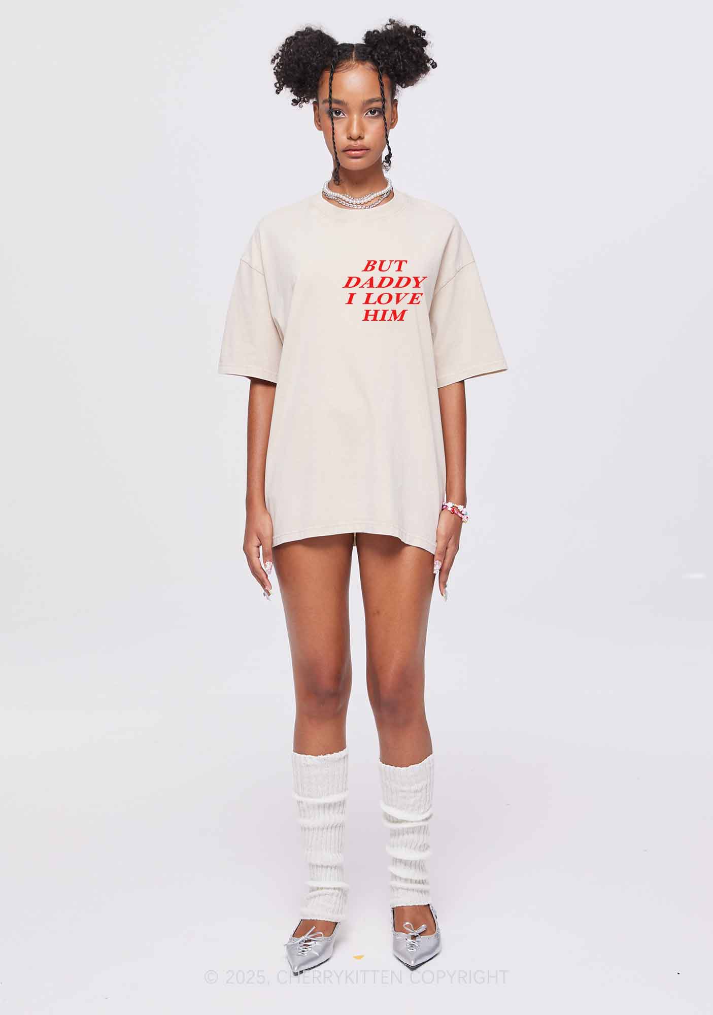 But Daddy I Love Him Y2K Shirts Washed Tee Cherrykitten - Image 2