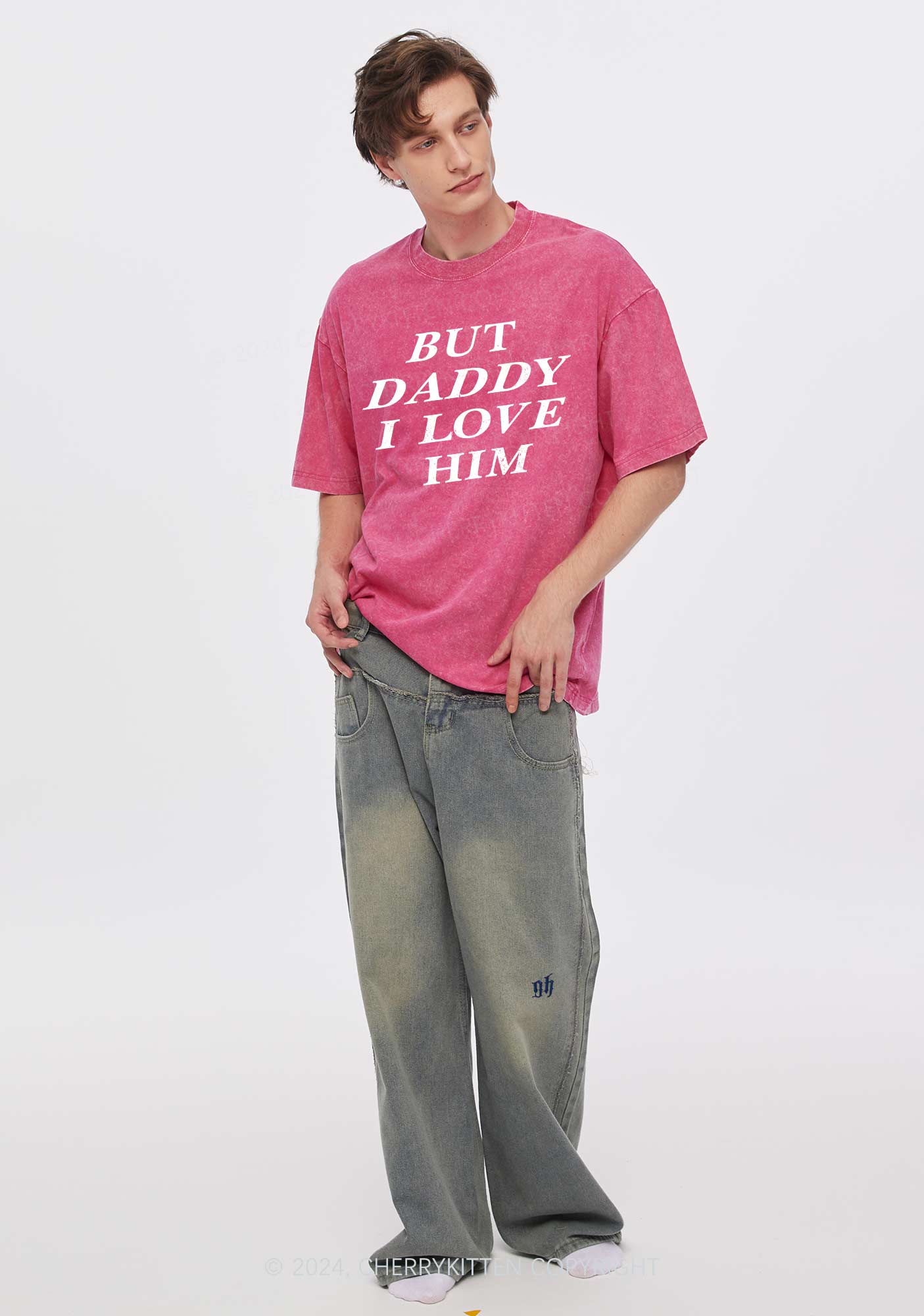But Daddy I Love Him Y2K Washed Tee Cherrykitten - Image 3