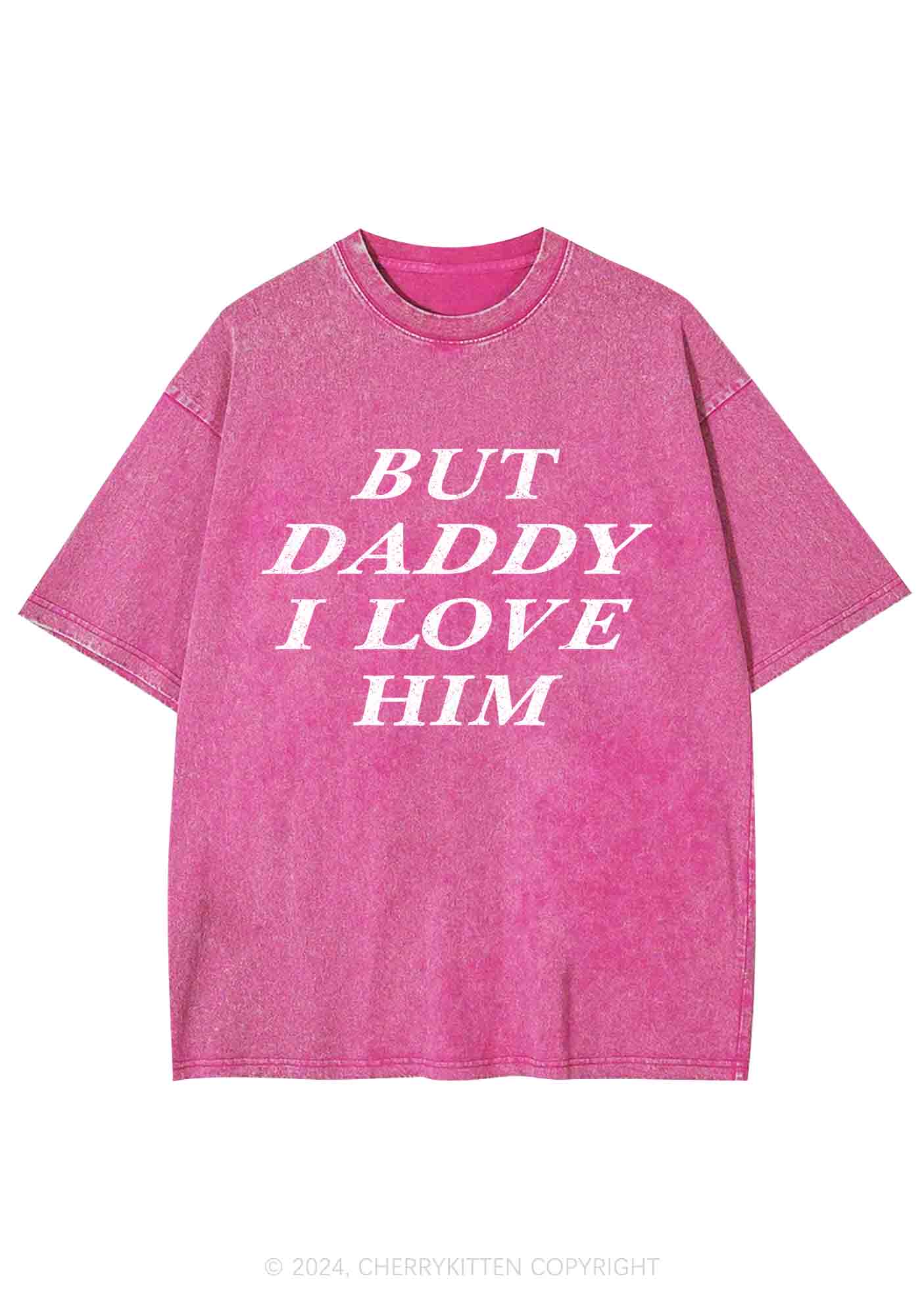 But Daddy I Love Him Y2K Washed Tee Cherrykitten - Image 5