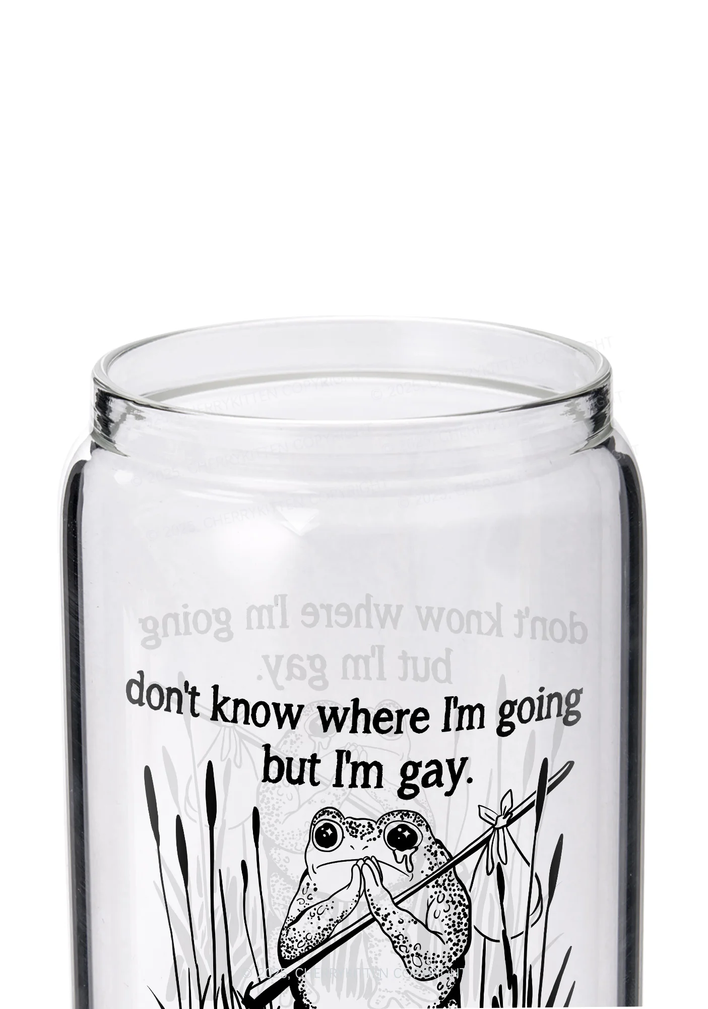 But I Am Gay Frog Pride Y2K Printed Glass Cup Cherrykitten - Image 2