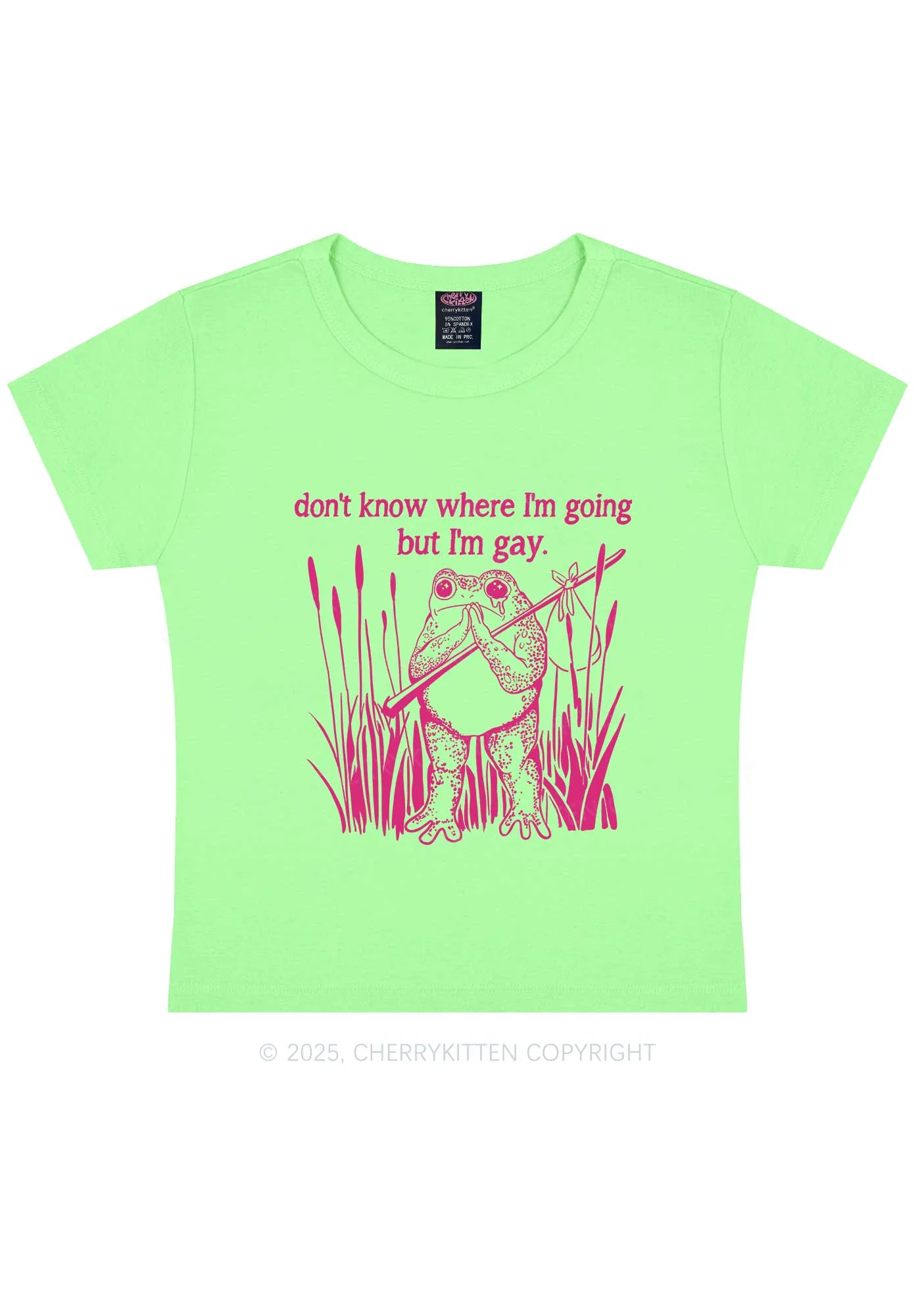 But I Am Gay Frog Pride Y2K Baby Tee Cherrykitten - Image 12