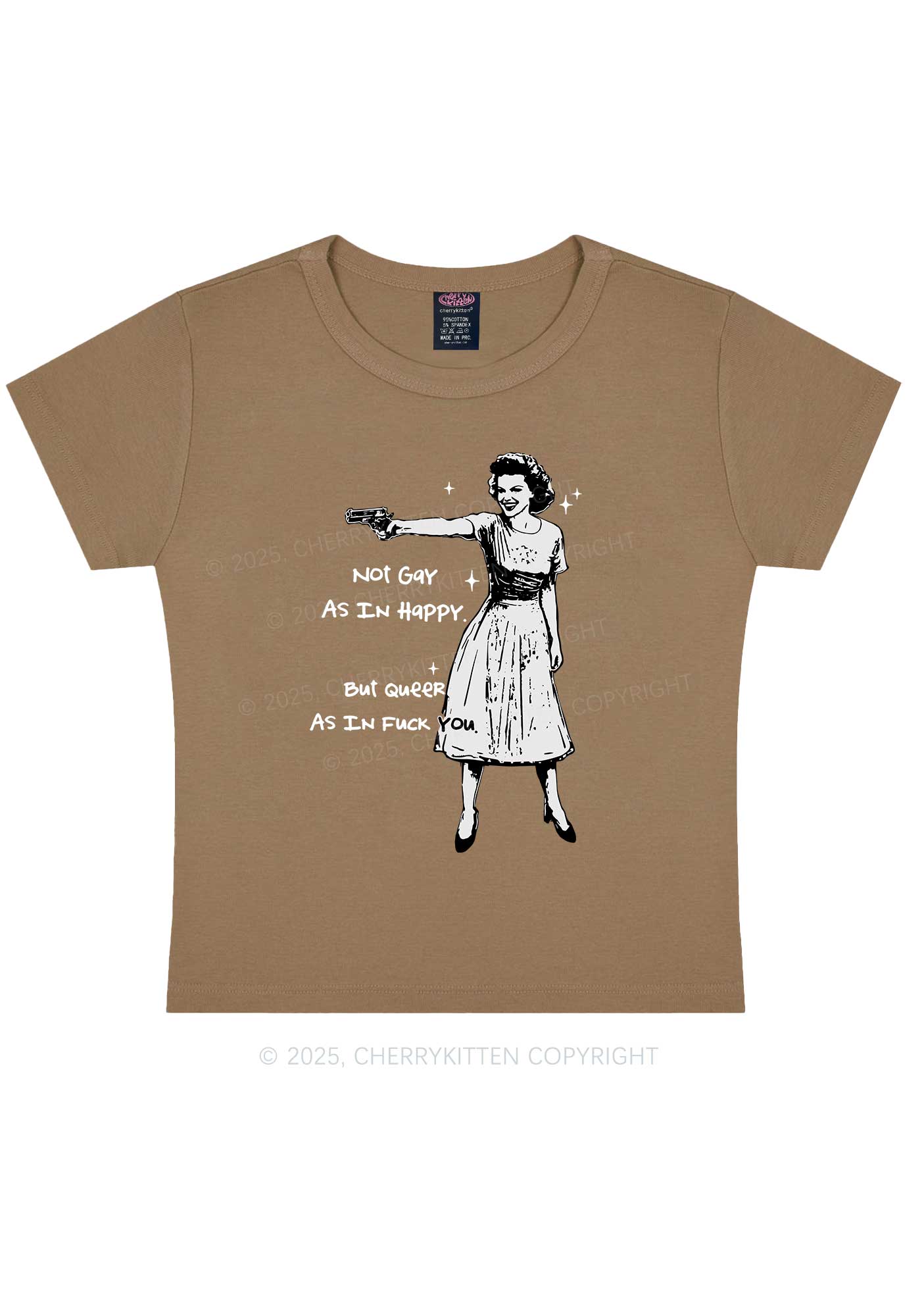 But Queer As In Pride Y2K Baby Tee Cherrykitten - Image 10