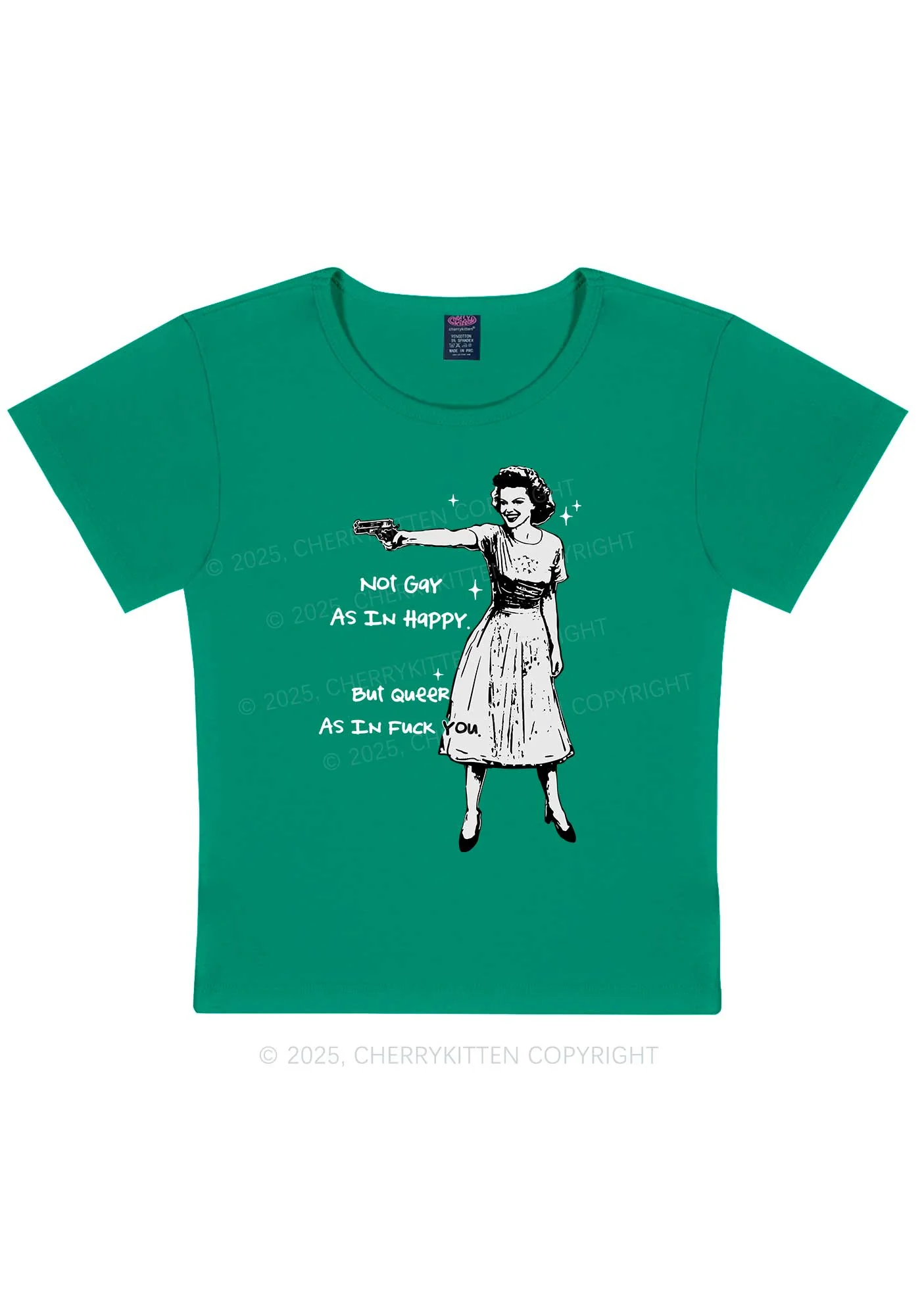 But Queer As In Pride Y2K Baby Tee Cherrykitten - Image 11