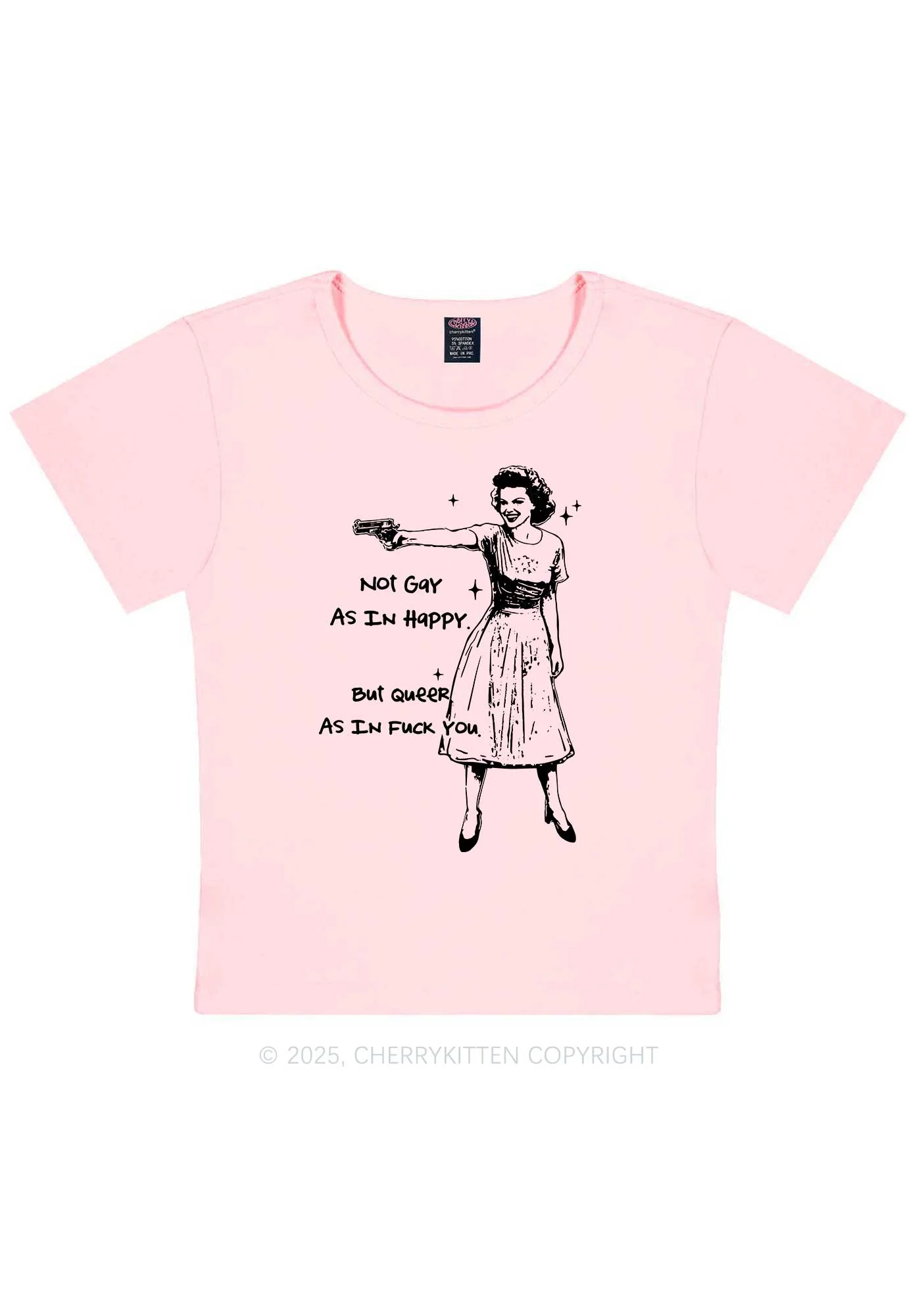 But Queer As In Pride Y2K Baby Tee Cherrykitten - Image 12