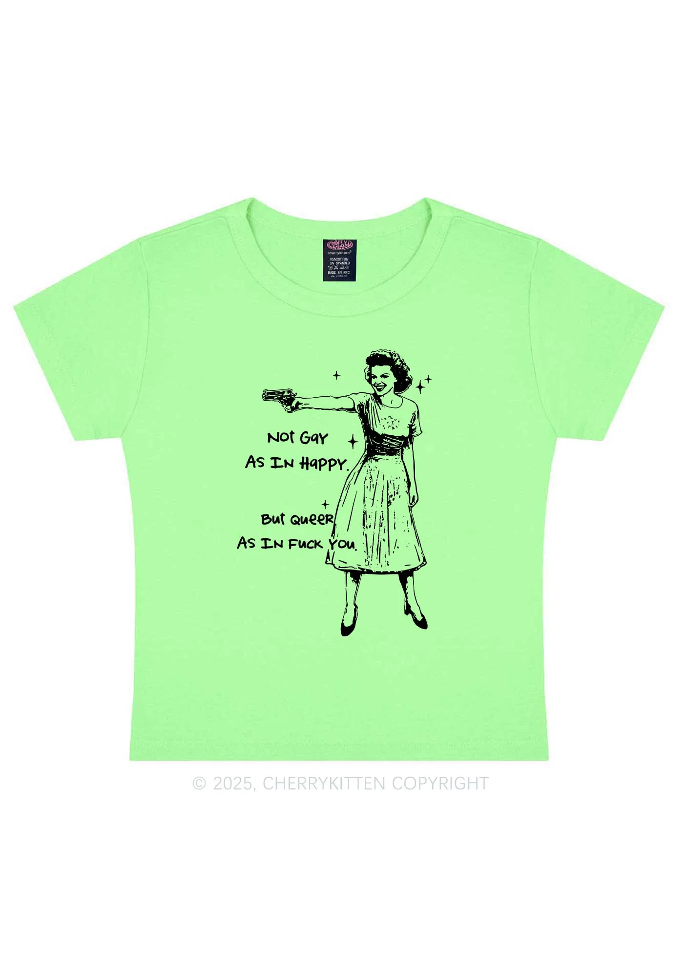 But Queer As In Pride Y2K Baby Tee Cherrykitten - Image 13