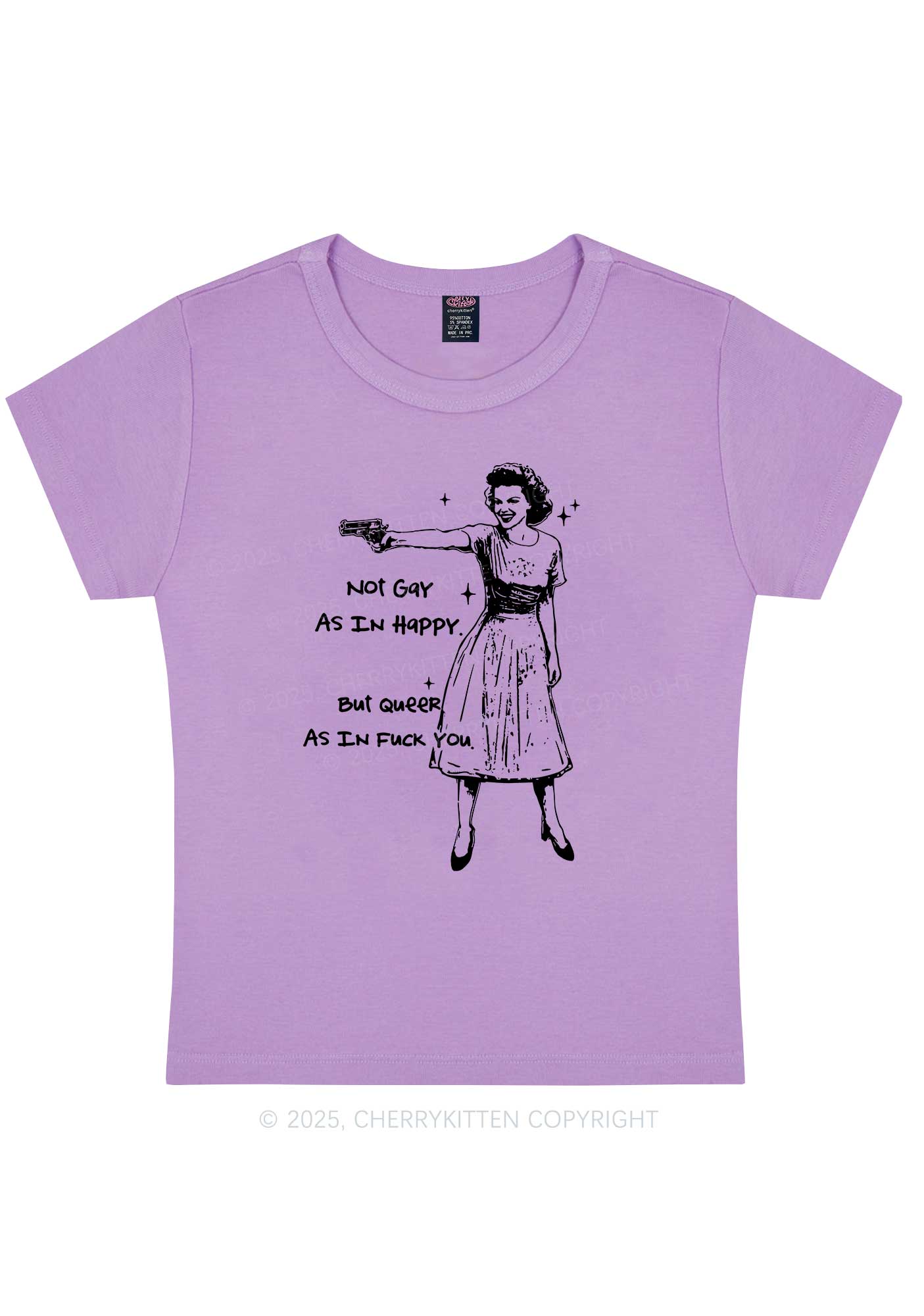 But Queer As In Pride Y2K Baby Tee Cherrykitten - Image 6