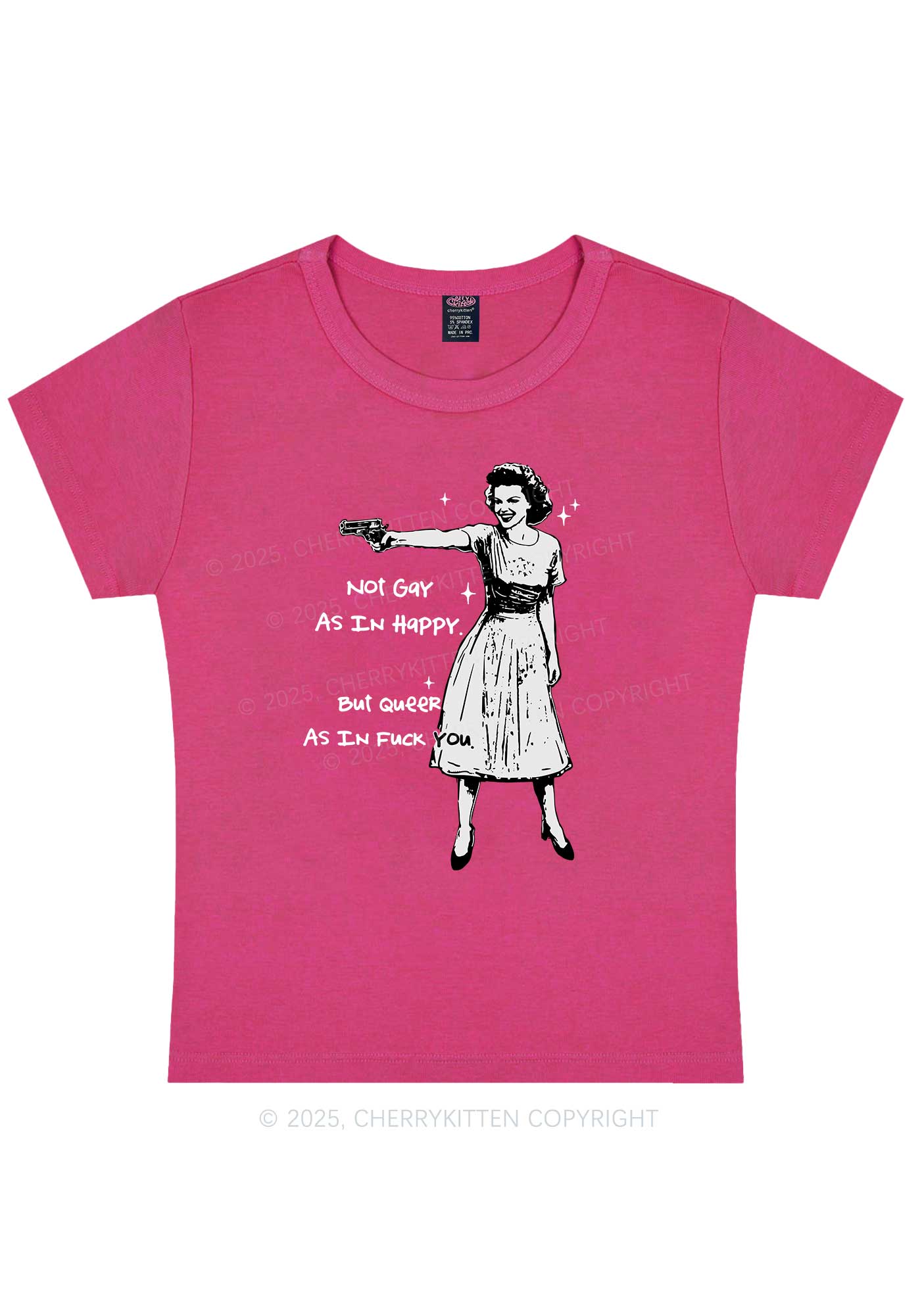But Queer As In Pride Y2K Baby Tee Cherrykitten - Image 7