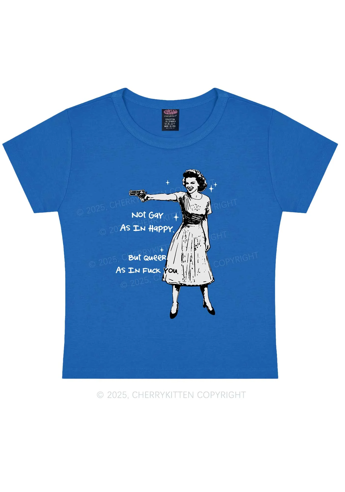 But Queer As In Pride Y2K Baby Tee Cherrykitten - Image 9