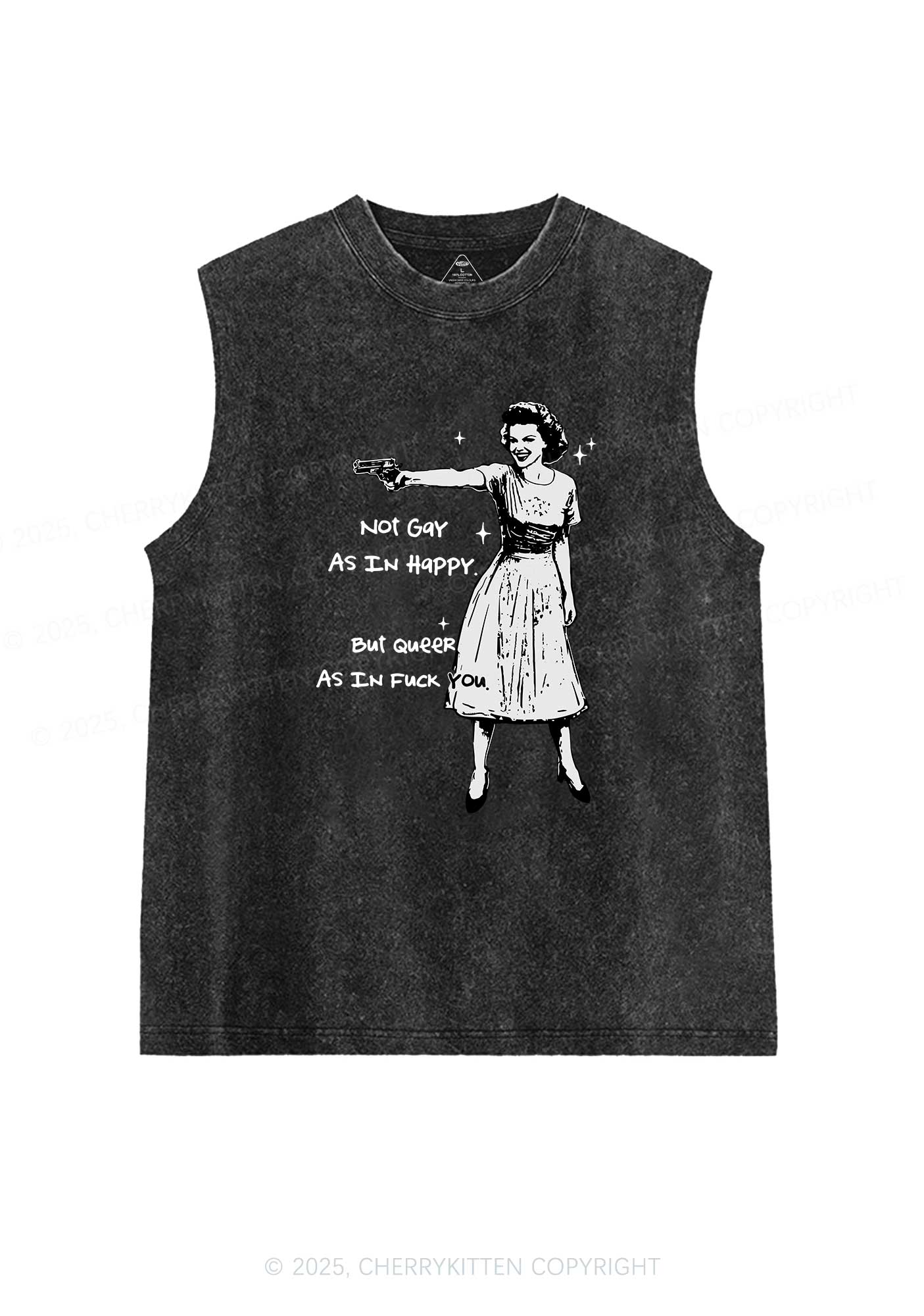 But Queer As In Pride Y2K Washed Muscle Tank Cherrykitten - Image 3