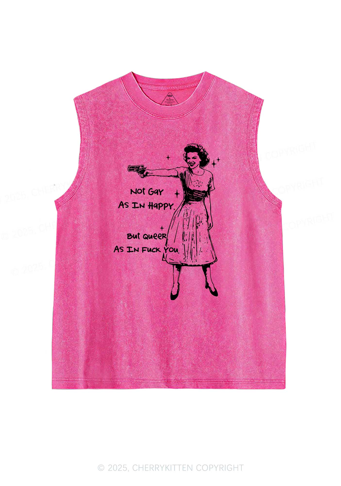 But Queer As In Pride Y2K Washed Muscle Tank Cherrykitten - Image 4