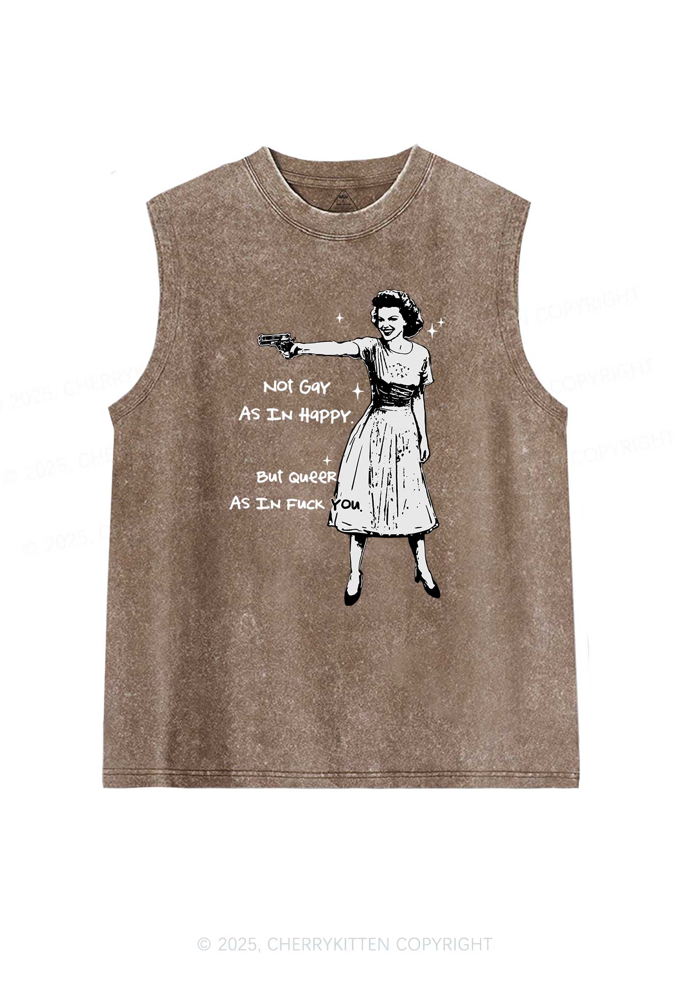 But Queer As In Pride Y2K Washed Muscle Tank Cherrykitten - Image 5