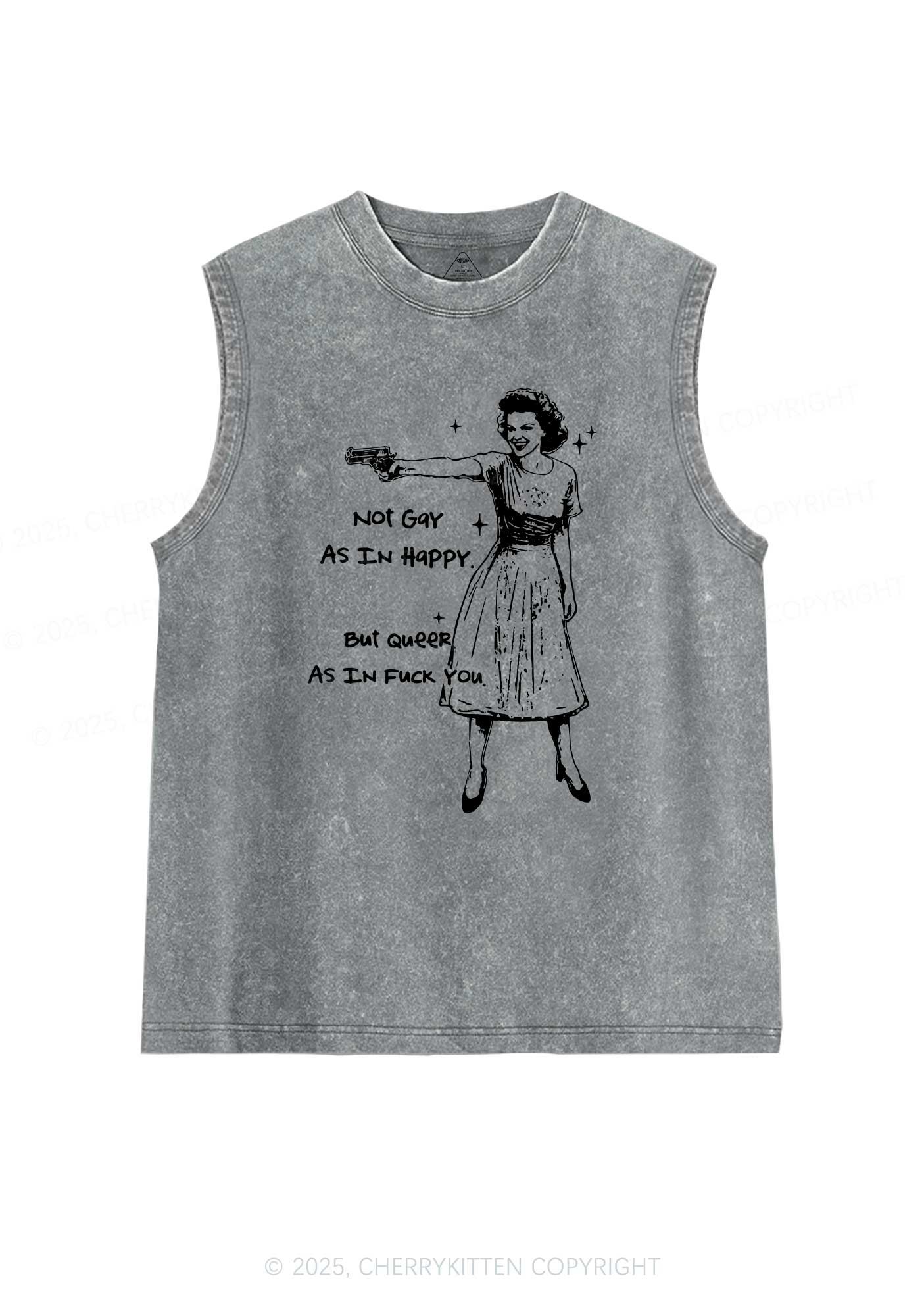 But Queer As In Pride Y2K Washed Muscle Tank Cherrykitten - Image 6