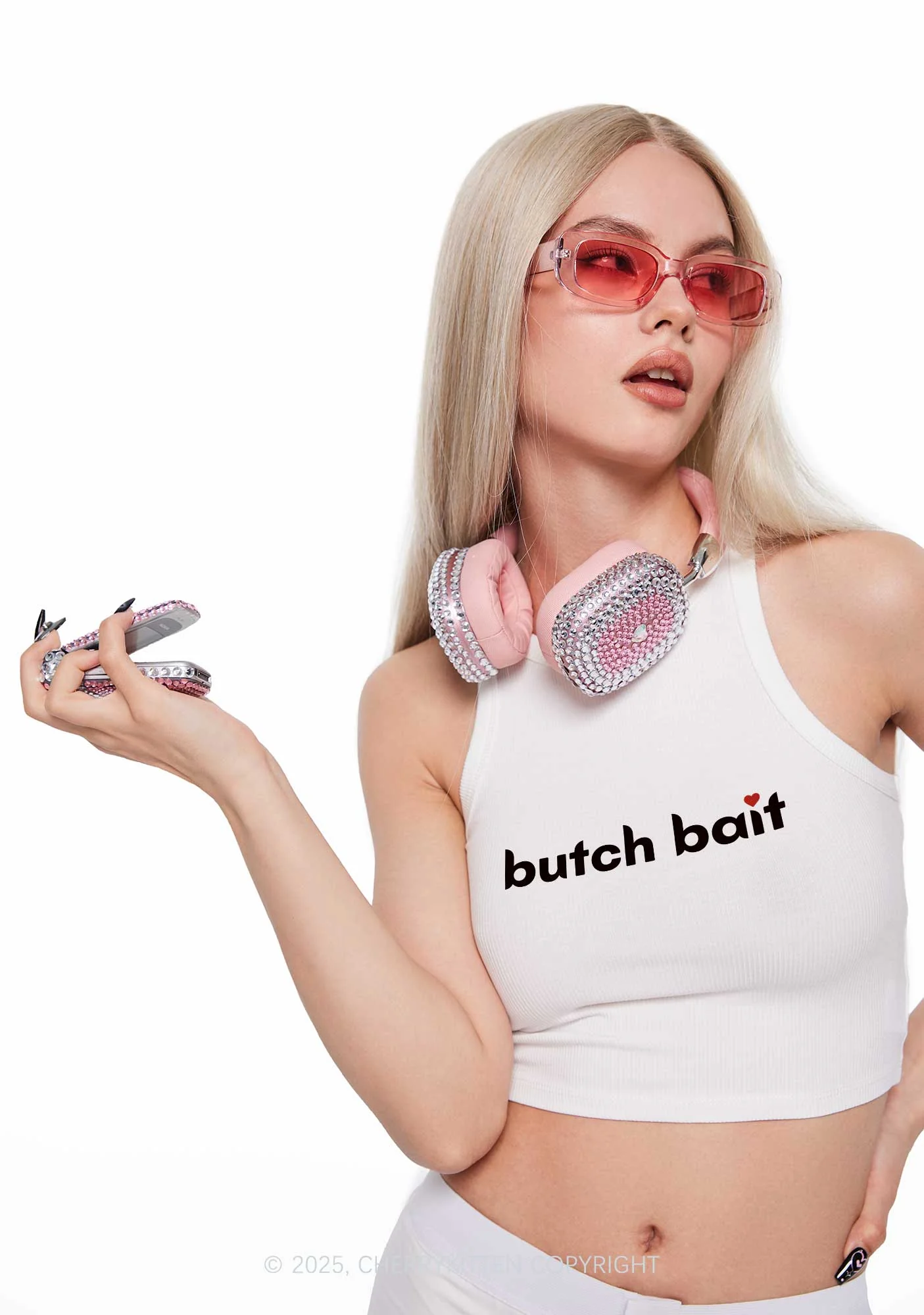 Butch Bait Heart Y2K Crop Tank Top Cherrykitten - Image 2