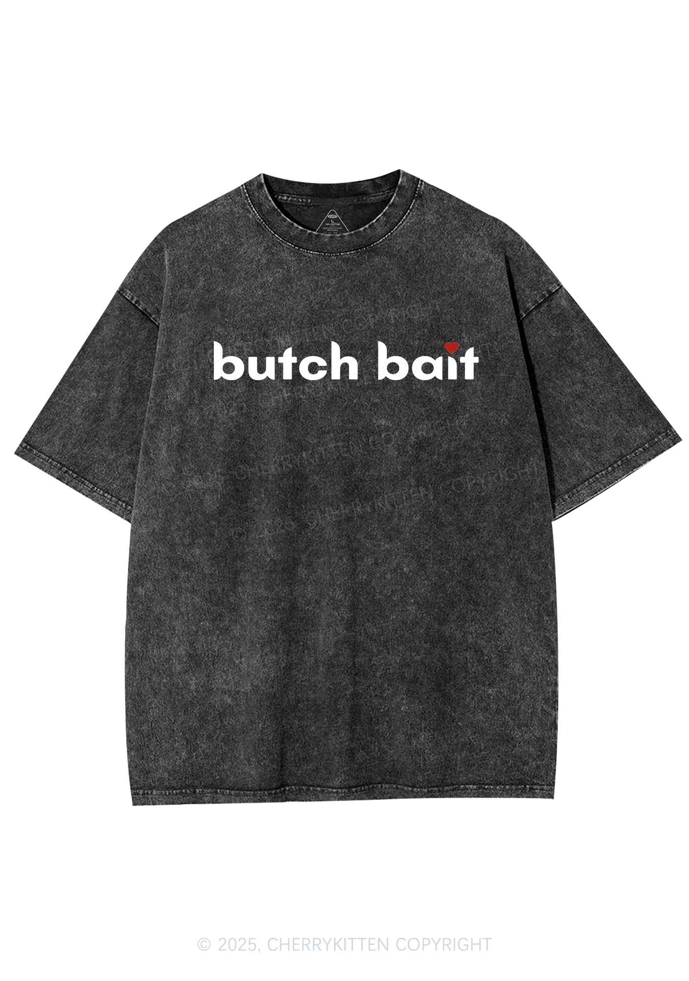 Butch Bait Heart Y2K Shirts Washed Tee Cherrykitten - Image 3