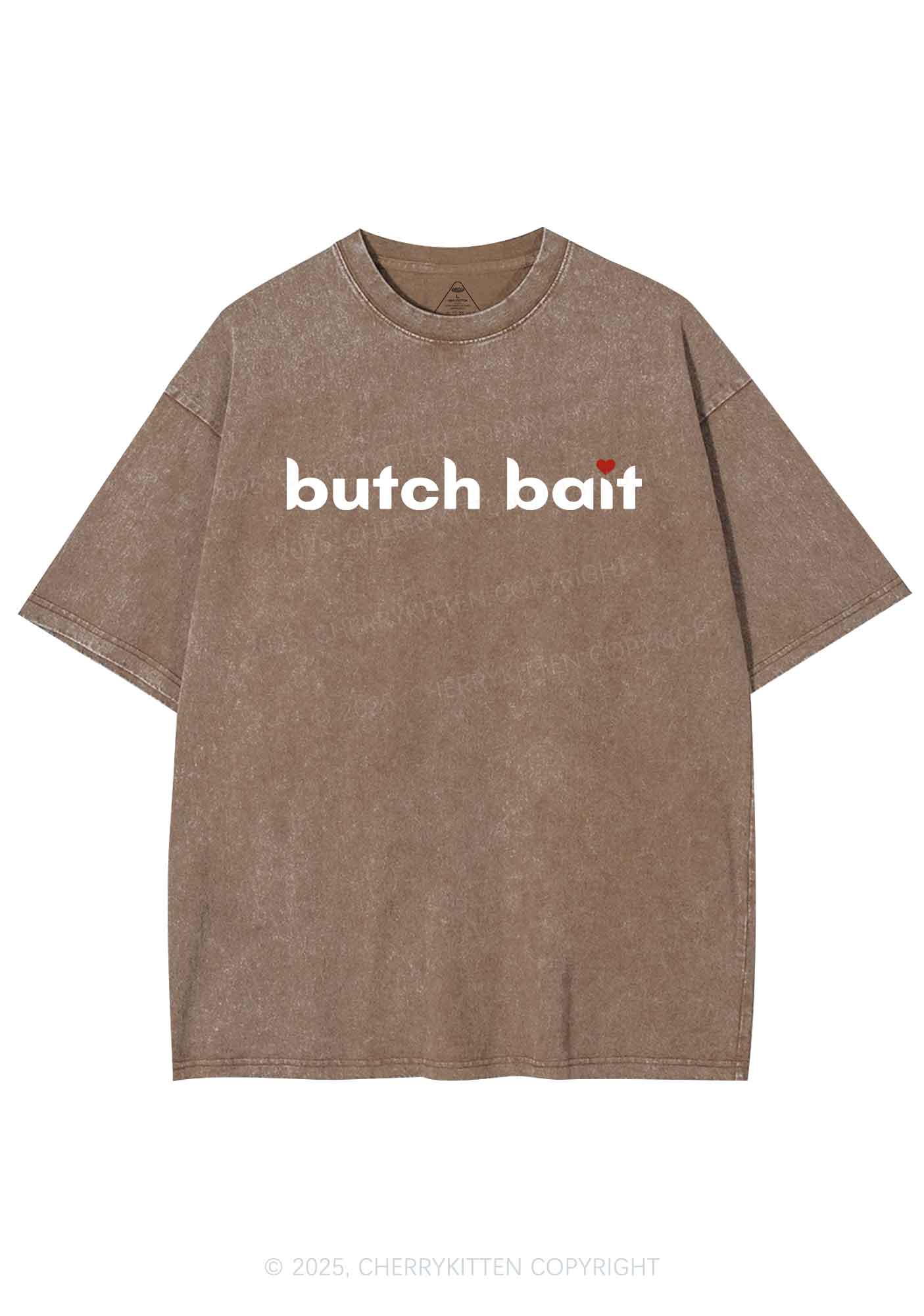 Butch Bait Heart Y2K Shirts Washed Tee Cherrykitten - Image 7