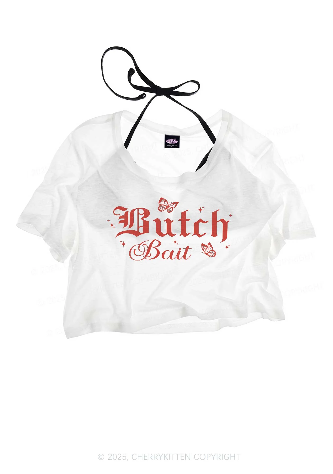 Butch Bait Pride Y2K Sheer Crop Tee Cherrykitten - Image 3