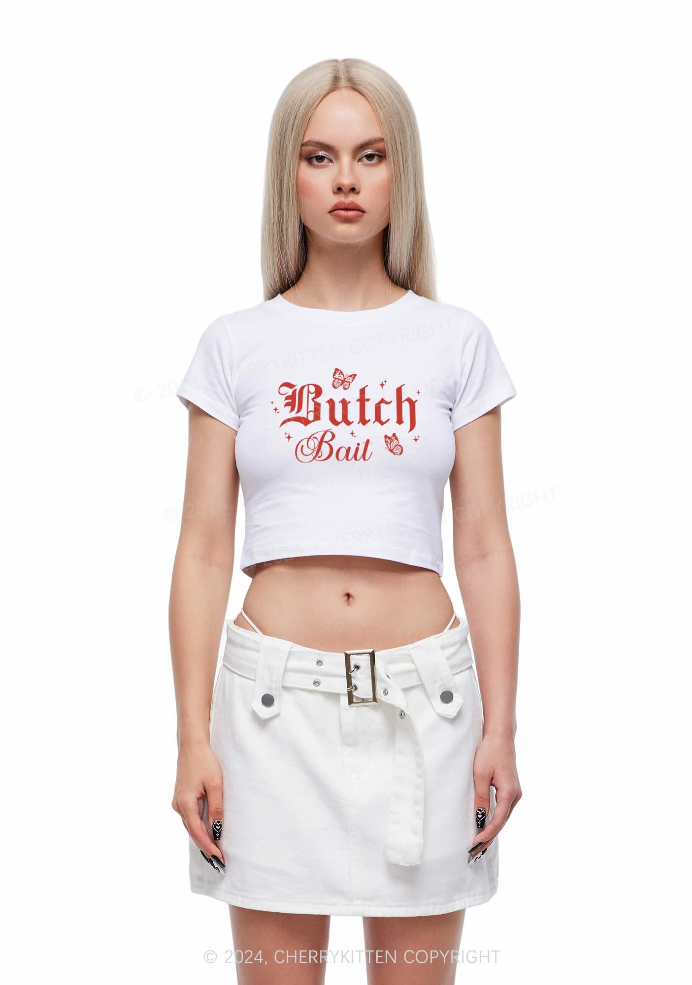 Butch Bait Y2K Baby Tee Cherrykitten - Image 4