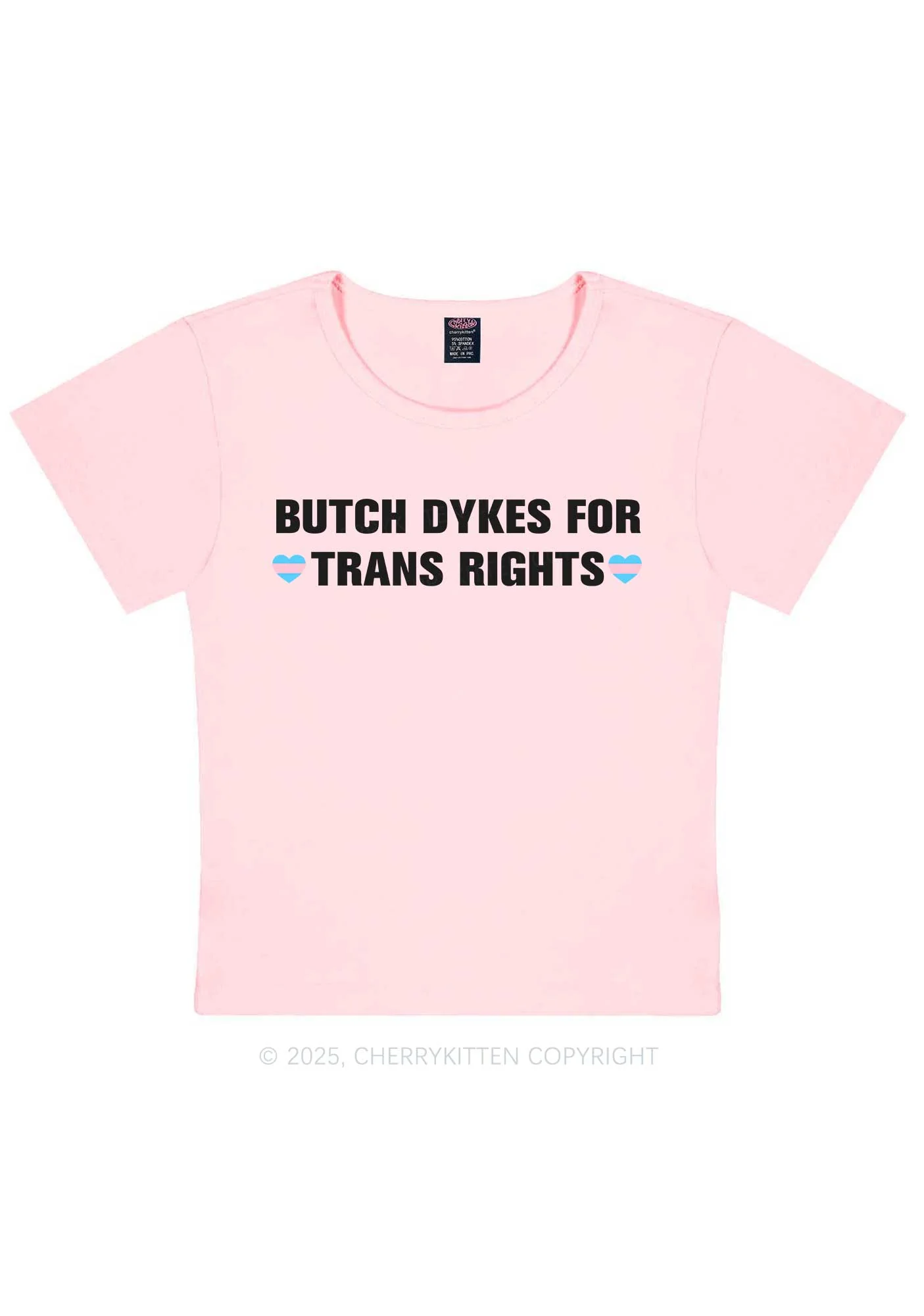 Butch Dykes For Trans Rights Y2K Baby Tee Cherrykitten - Image 12