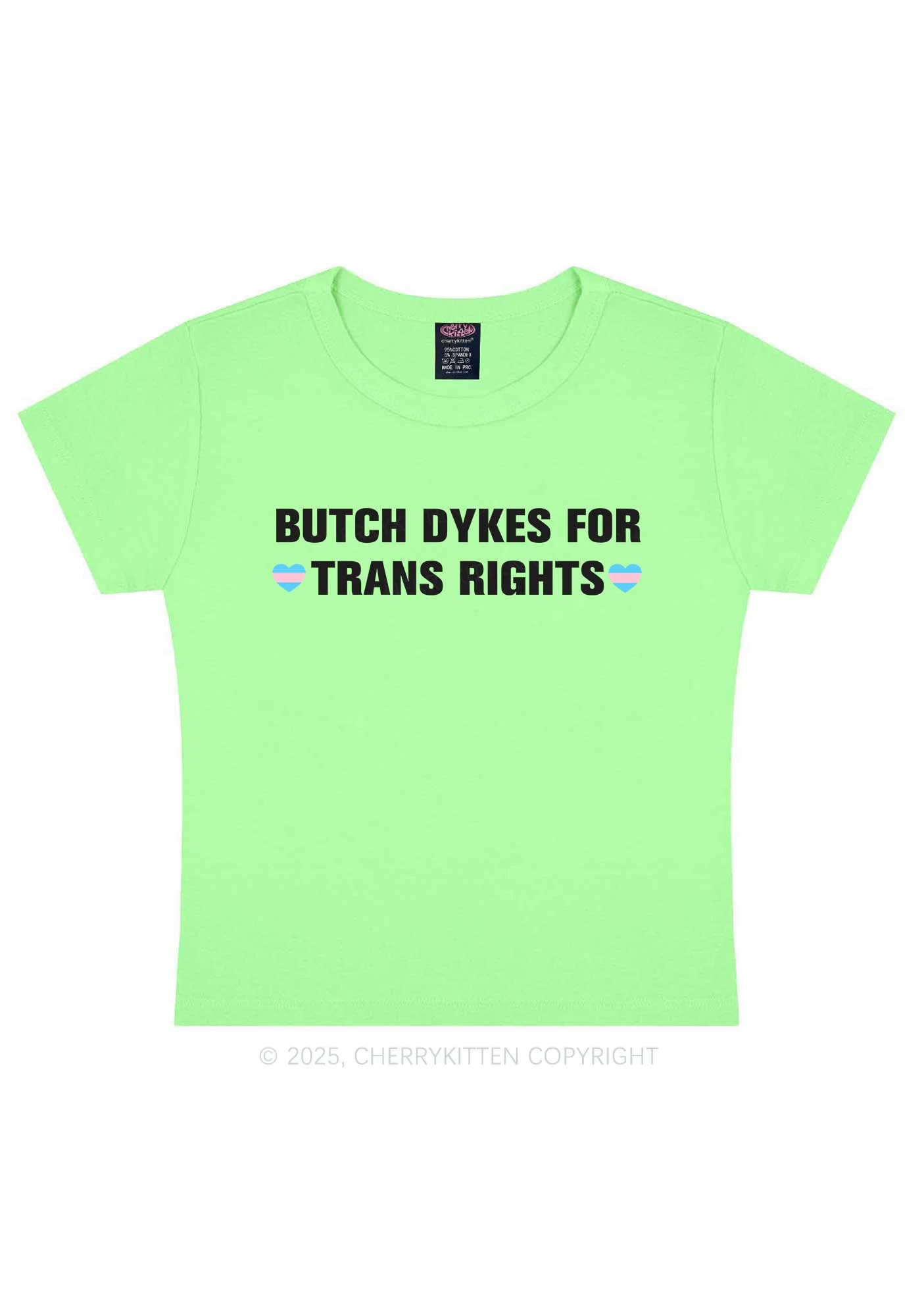 Butch Dykes For Trans Rights Y2K Baby Tee Cherrykitten - Image 13