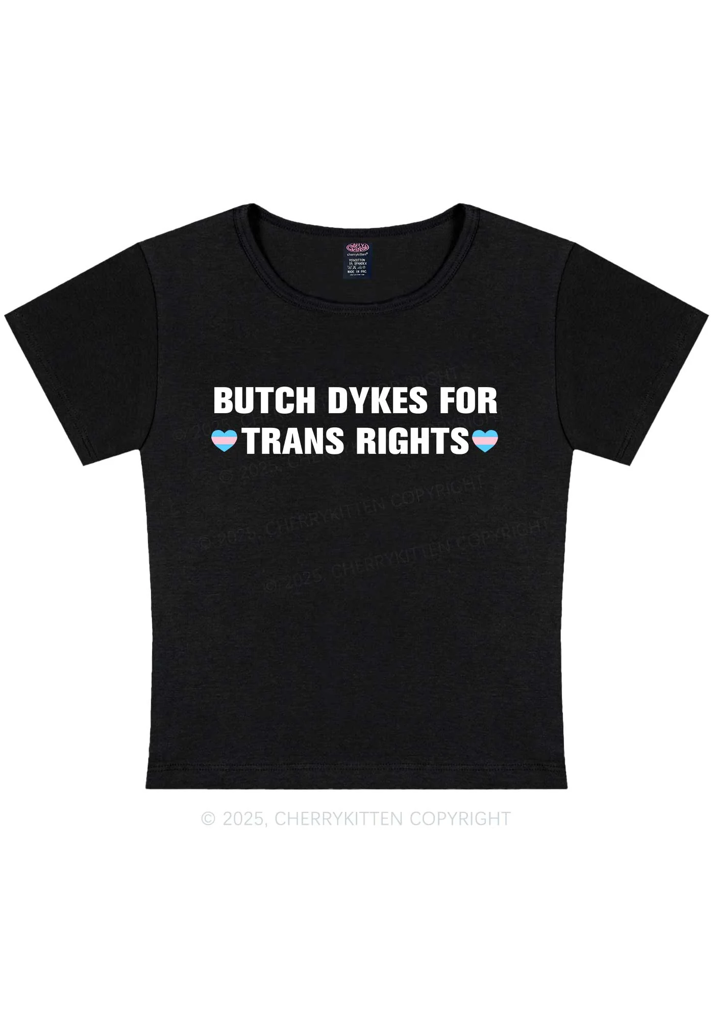 Butch Dykes For Trans Rights Y2K Baby Tee Cherrykitten - Image 4