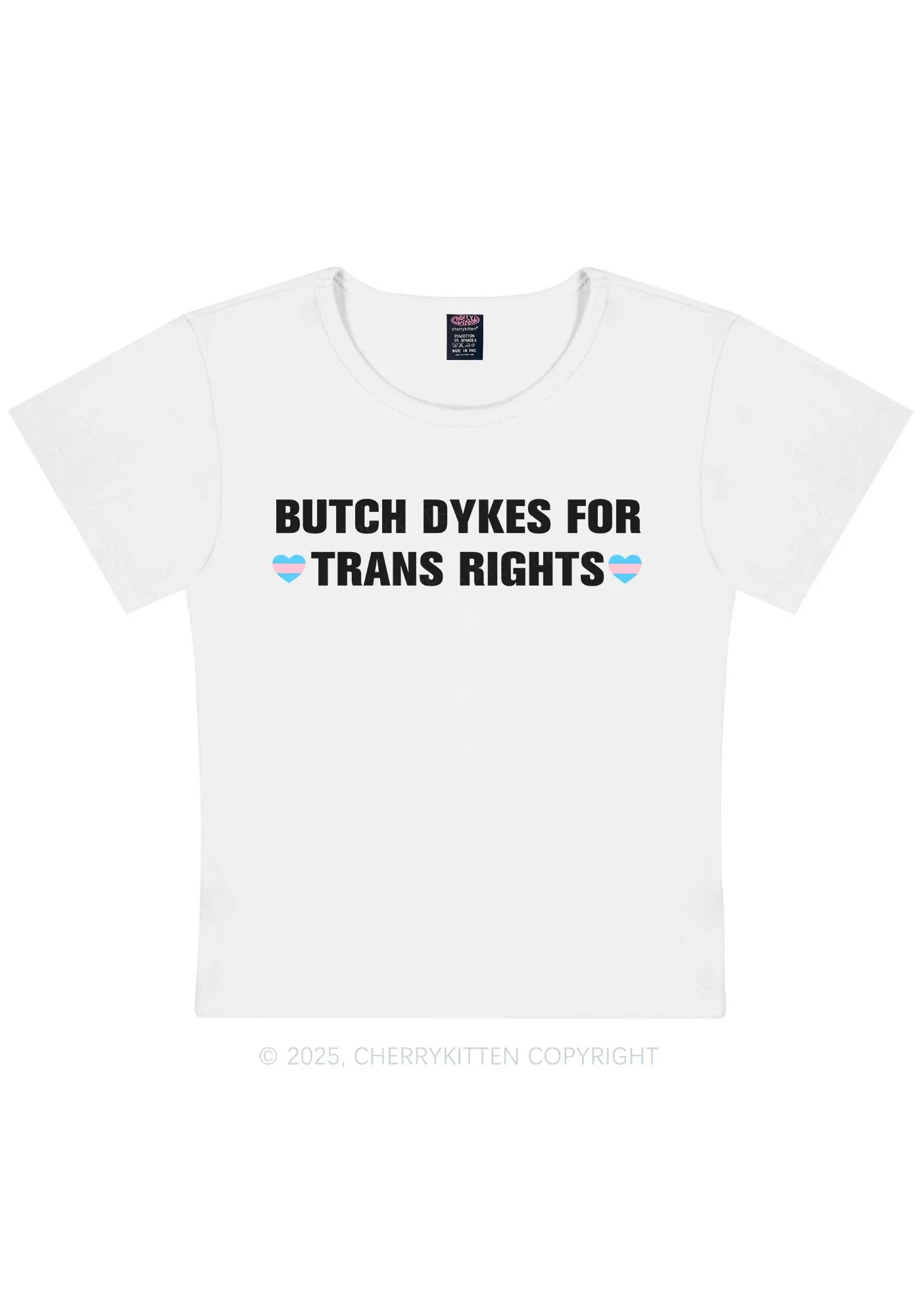 Butch Dykes For Trans Rights Y2K Baby Tee Cherrykitten - Image 7