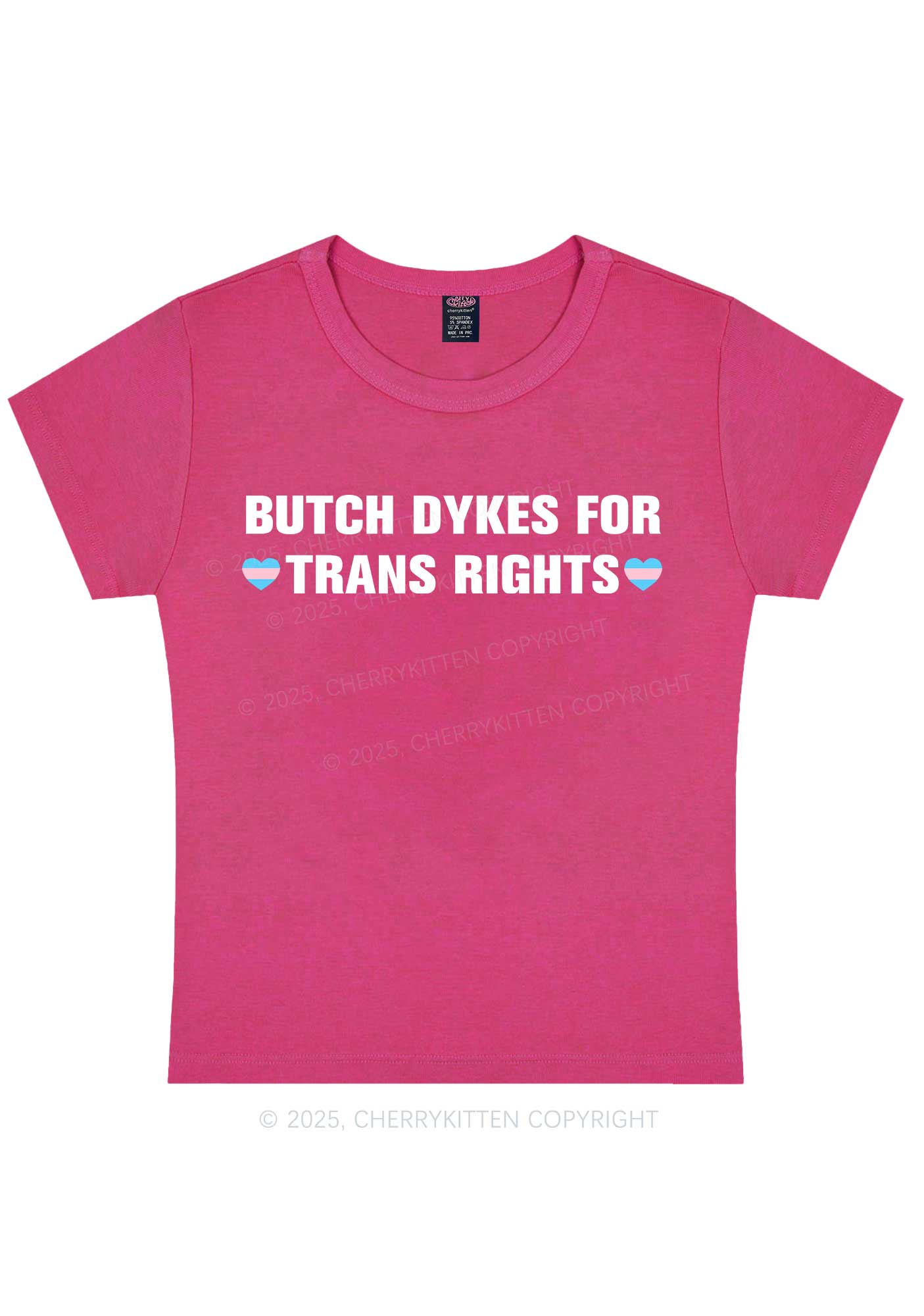Butch Dykes For Trans Rights Y2K Baby Tee Cherrykitten - Image 8