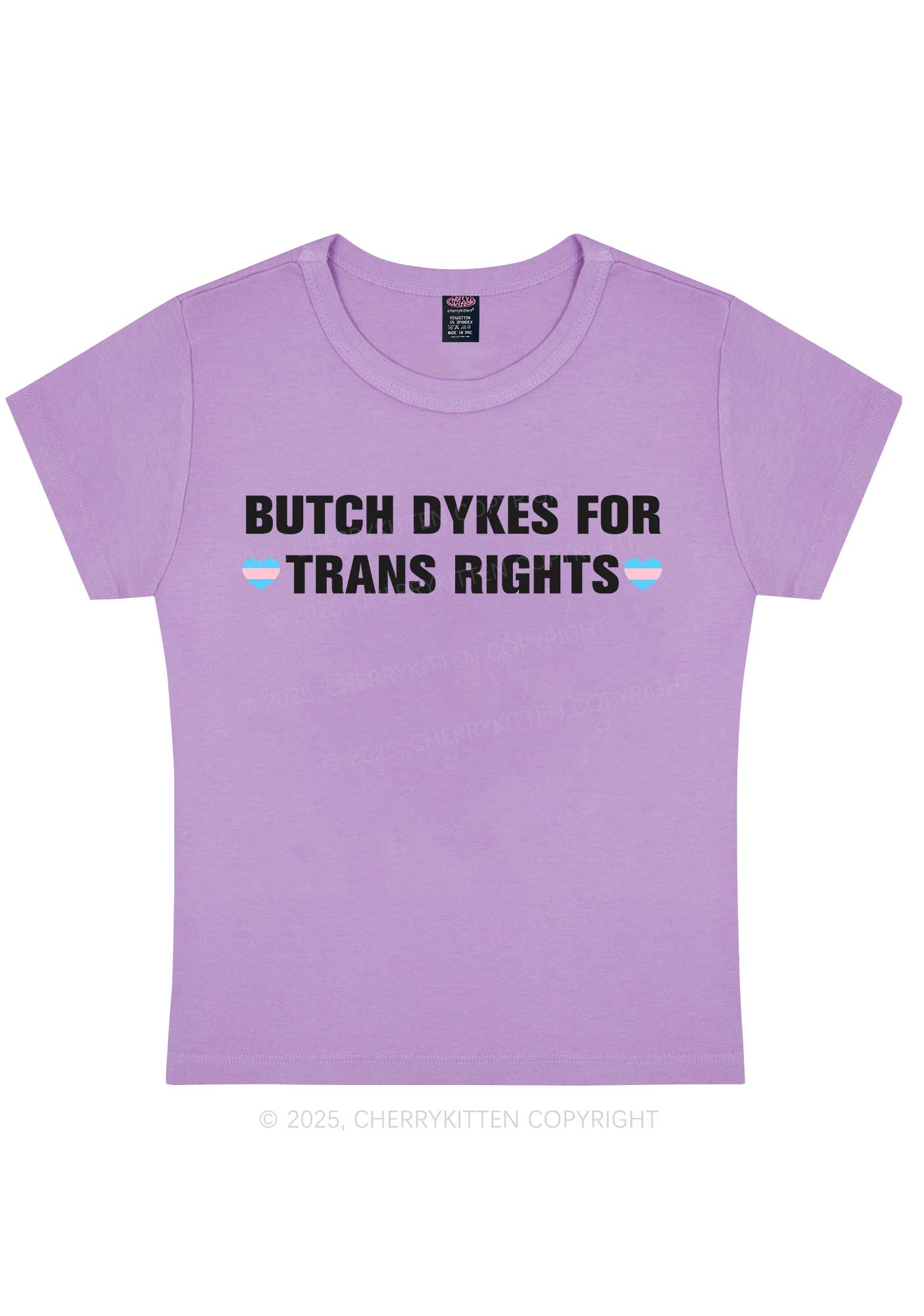 Butch Dykes For Trans Rights Y2K Baby Tee Cherrykitten - Image 9