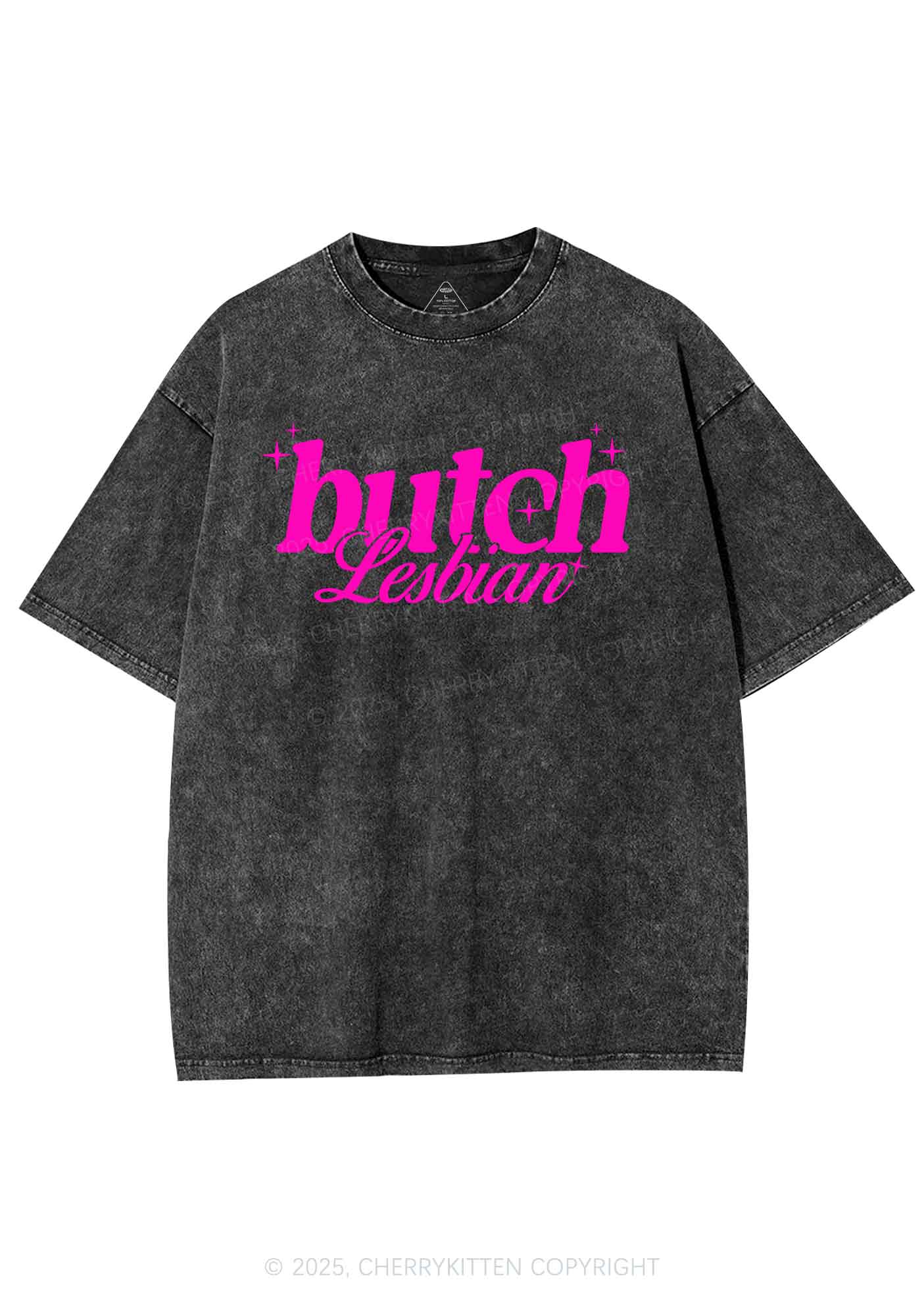 Butch Lesbian Y2K Shirts Washed Tee Cherrykitten - Image 3