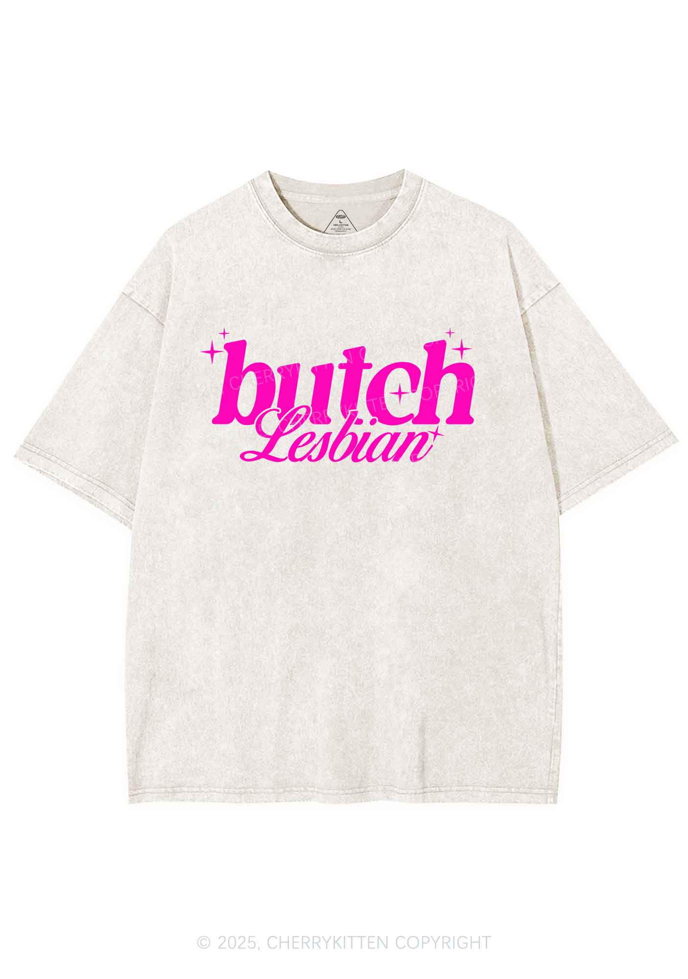 Butch Lesbian Y2K Shirts Washed Tee Cherrykitten - Image 4