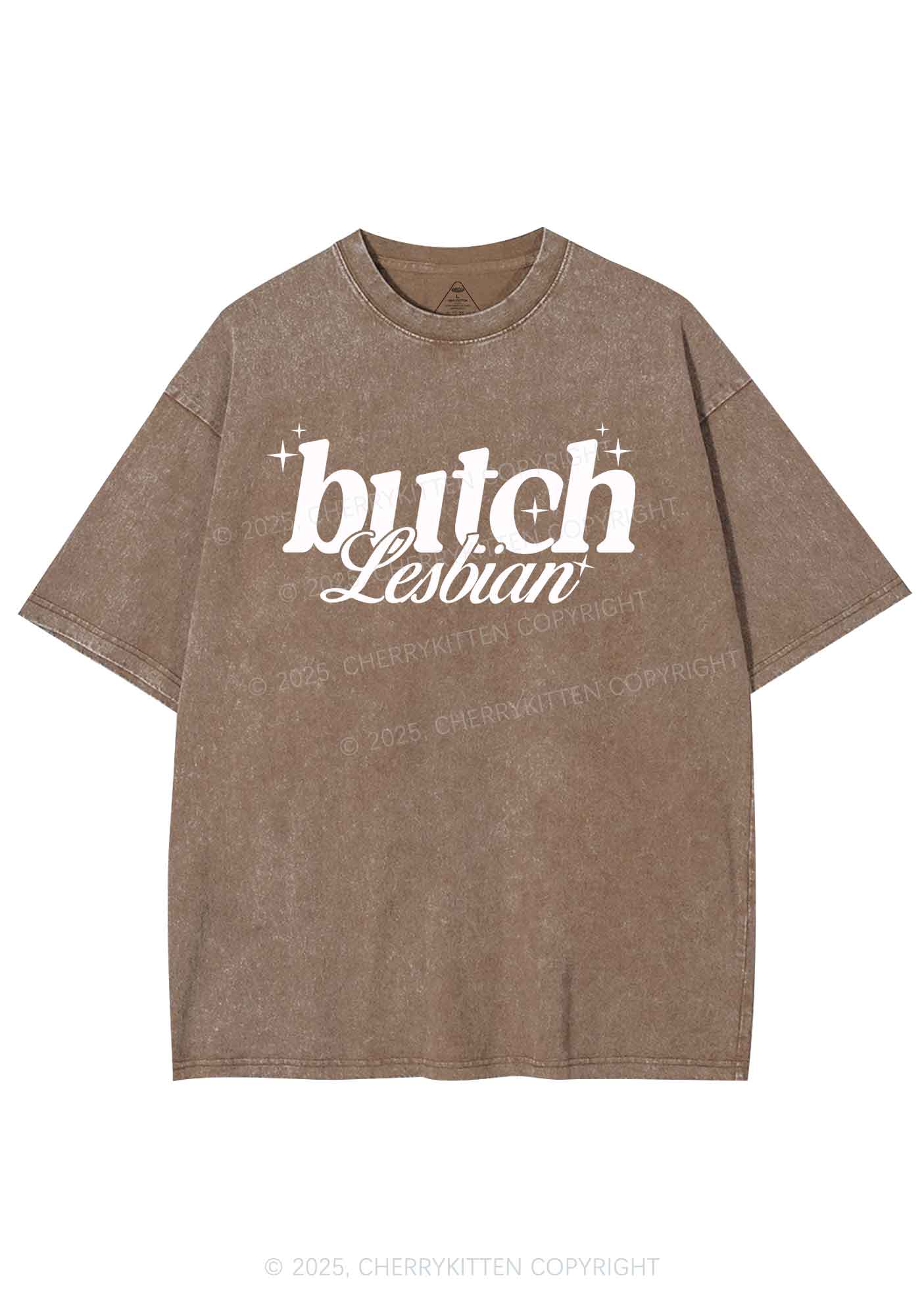 Butch Lesbian Y2K Shirts Washed Tee Cherrykitten - Image 6