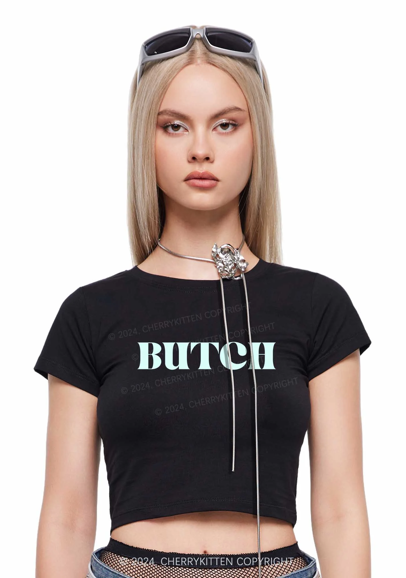 Butch Y2K Baby Tee Cherrykitten - Image 2