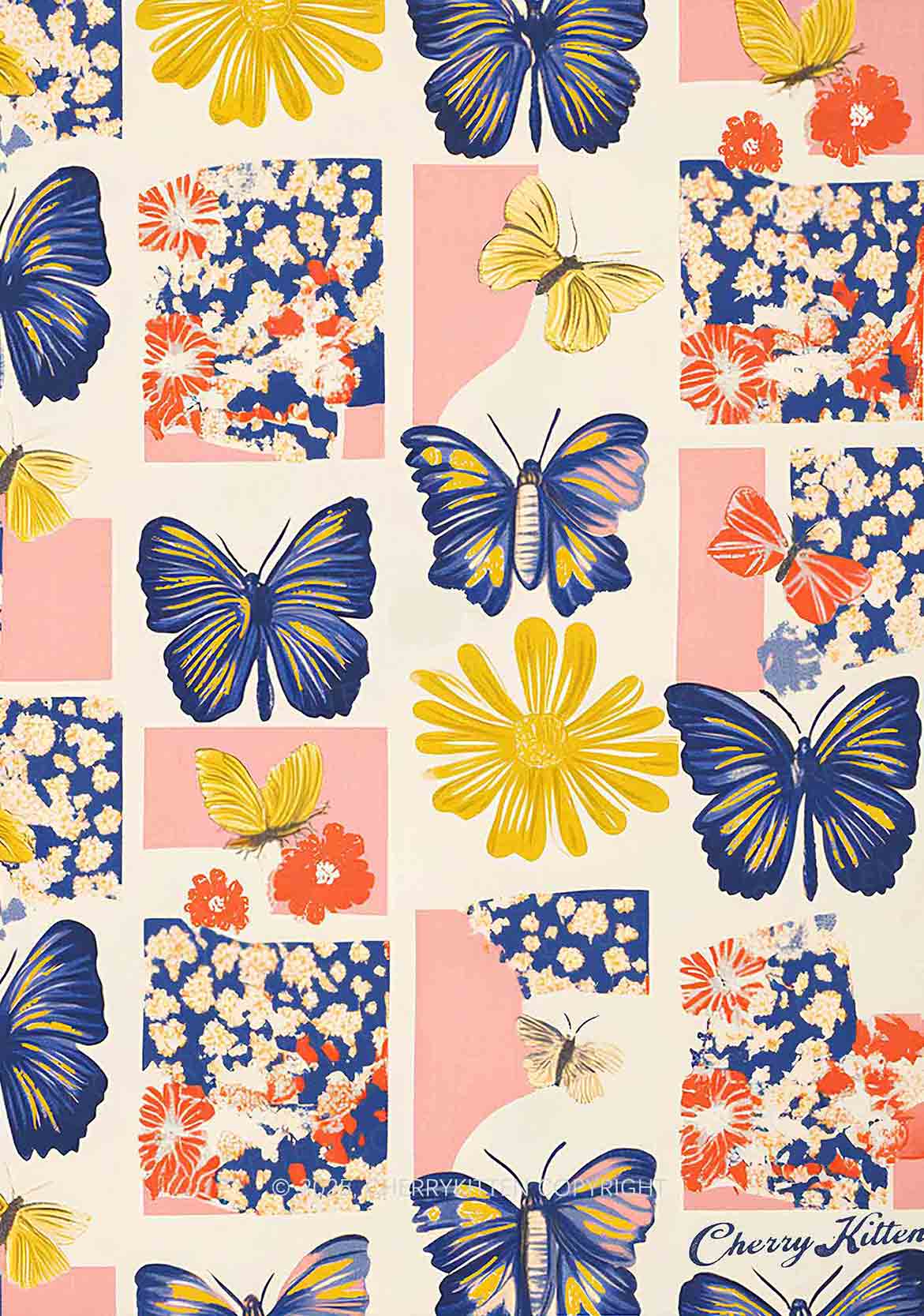 Butterfly Art Y2K Square Bandana Cherrykitten - Image 3