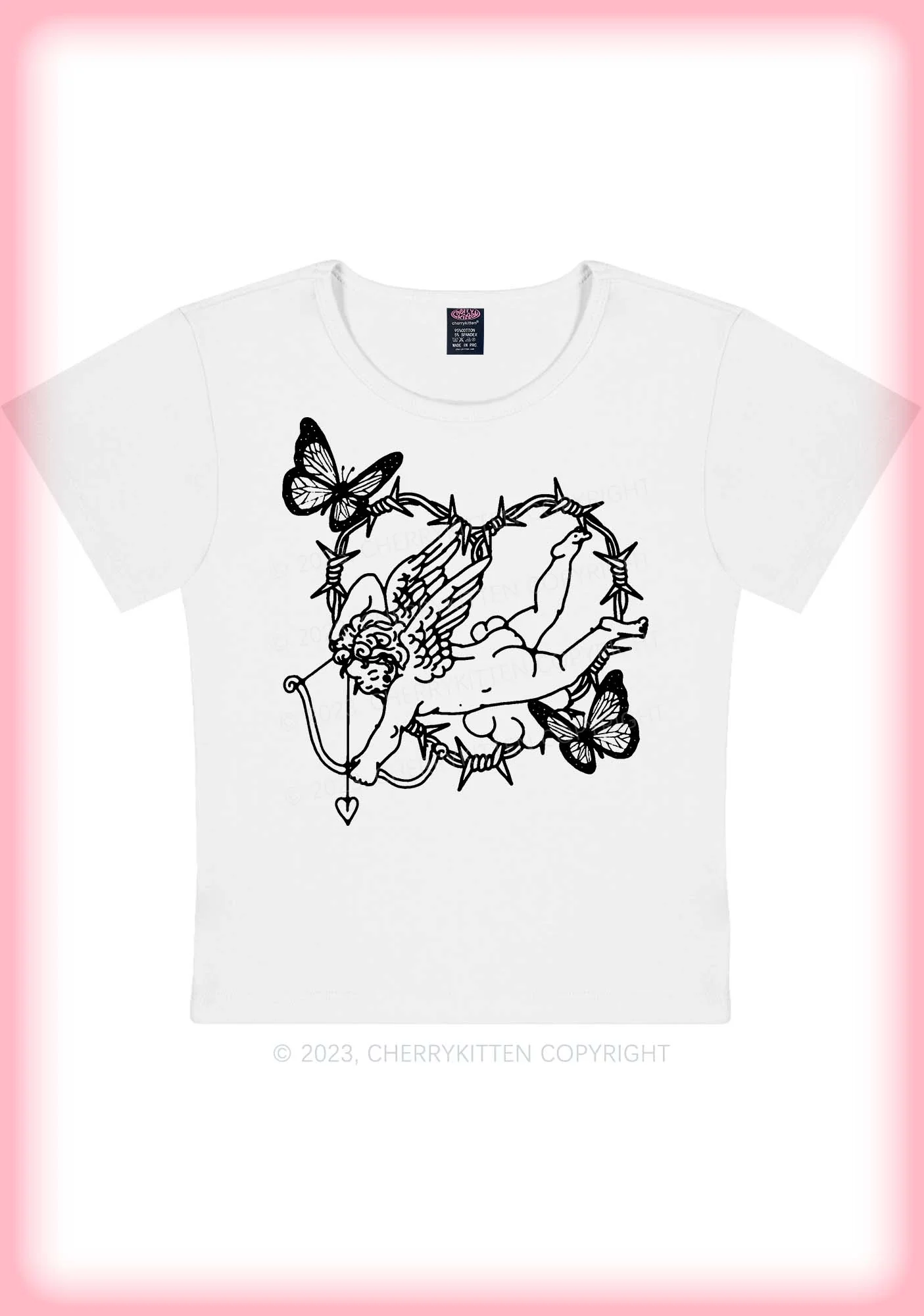 Butterfly Cupid Valentine's Day Y2K Baby Tee Cherrykitten - Image 3