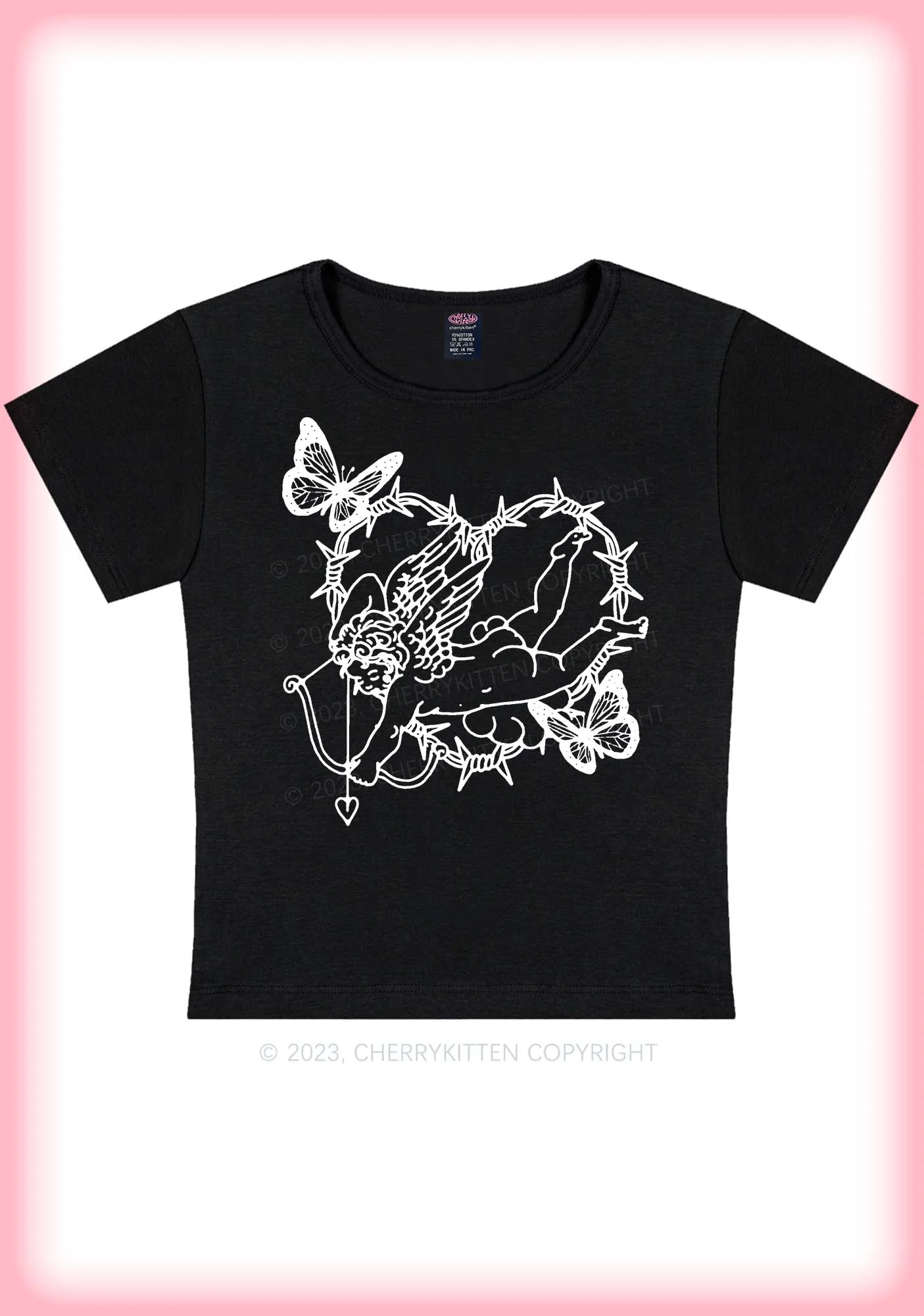 Butterfly Cupid Valentine's Day Y2K Baby Tee Cherrykitten - Image 4