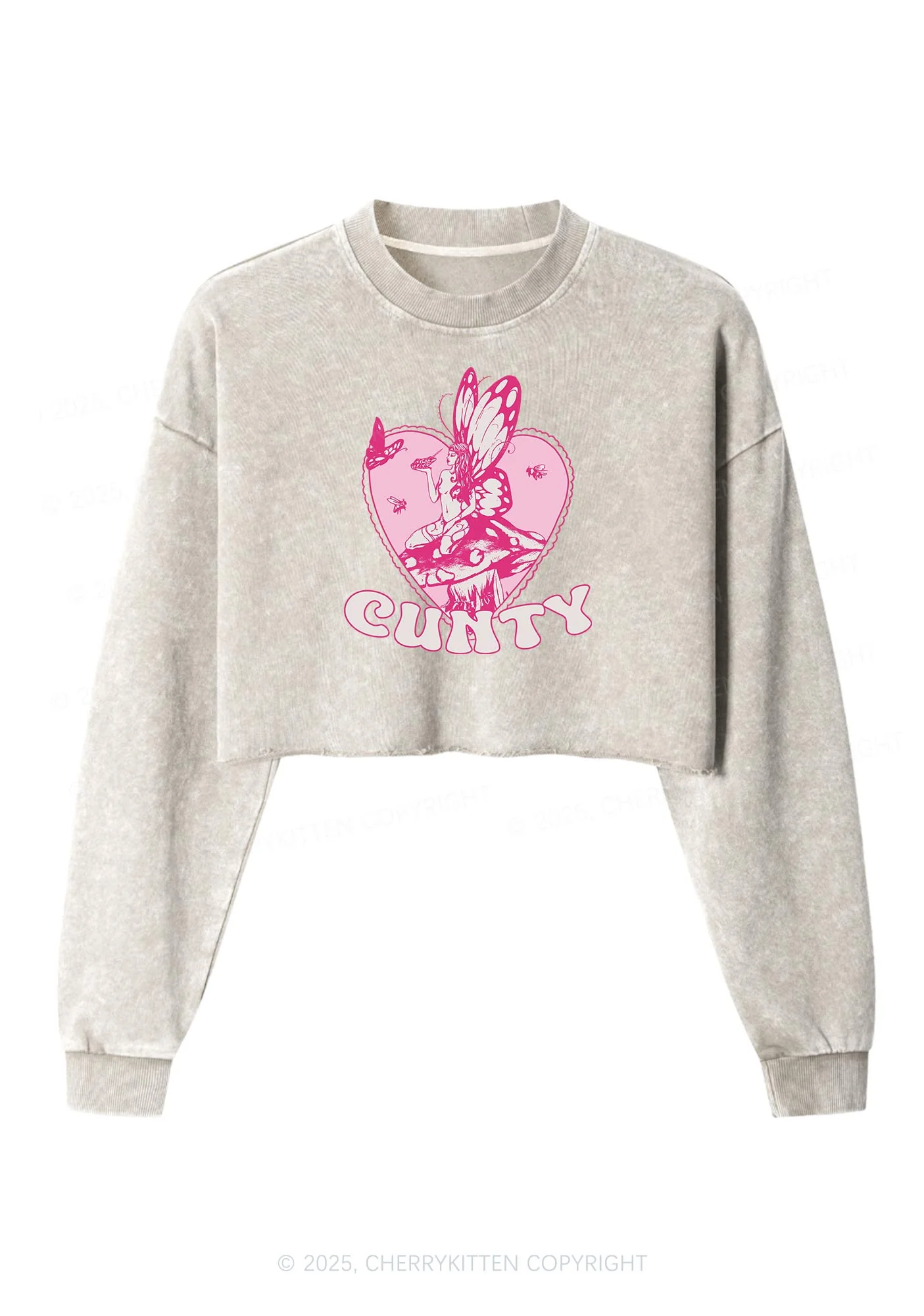 Butterfly Cxnty Y2K Crop Washed Sweatshirts Cherrykitten - Image 4