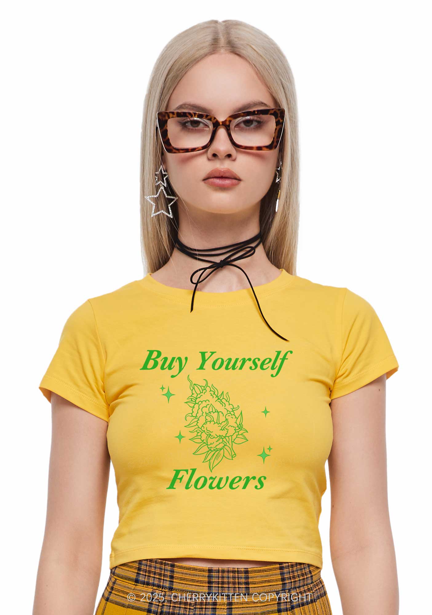 Buy Yourself Flowers Y2K Baby Tee Cherrykitten - Image 2