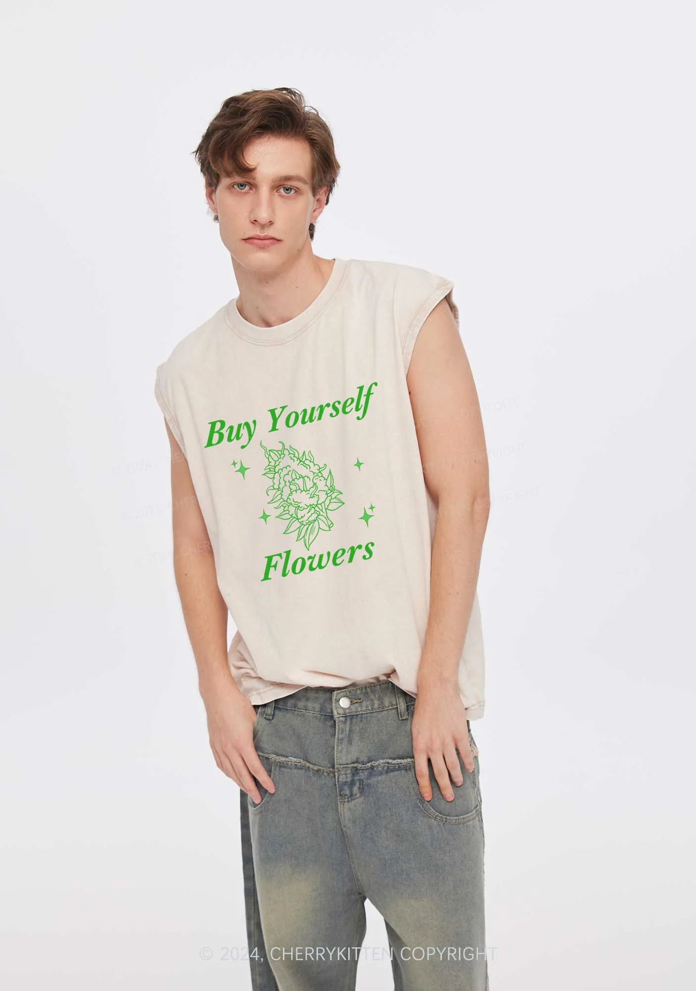 Buy Yourself Flowers Y2K Washed Tank Cherrykitten - Image 2