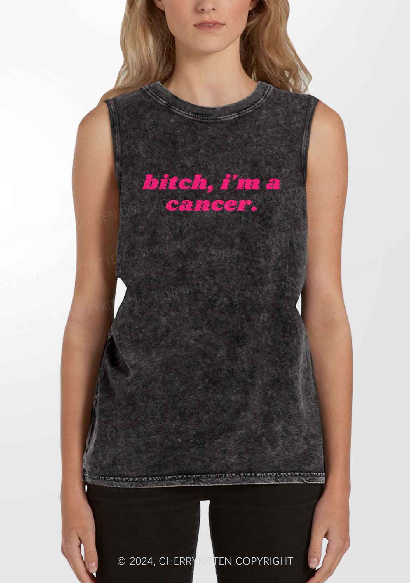 Bxtch I'm A Custom Zodiac Y2K Washed Tank Cherrykitten - Image 2