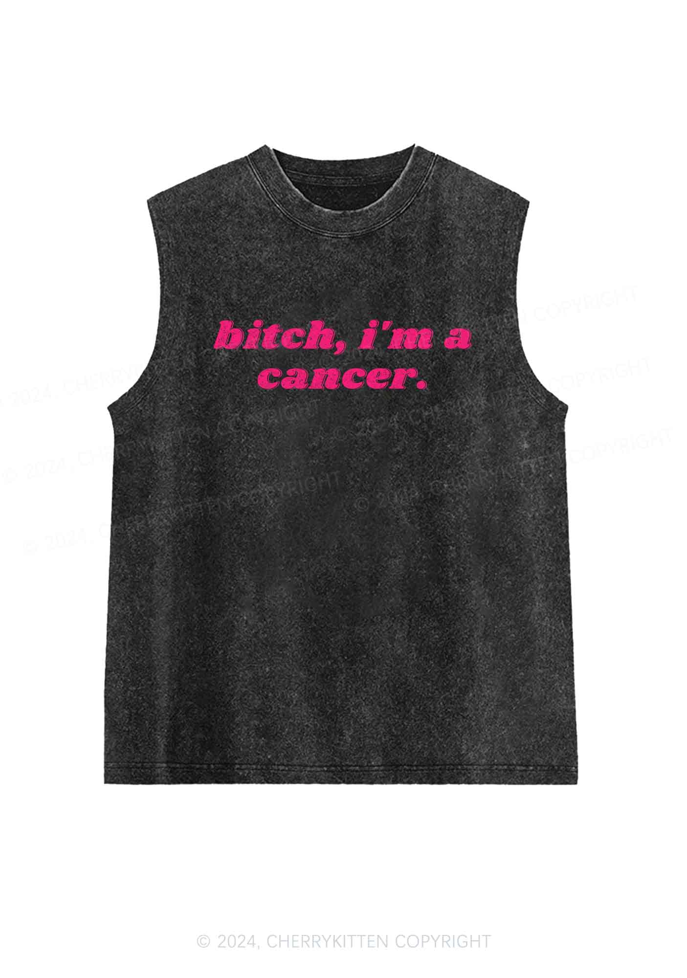 Bxtch I'm A Custom Zodiac Y2K Washed Tank Cherrykitten - Image 3