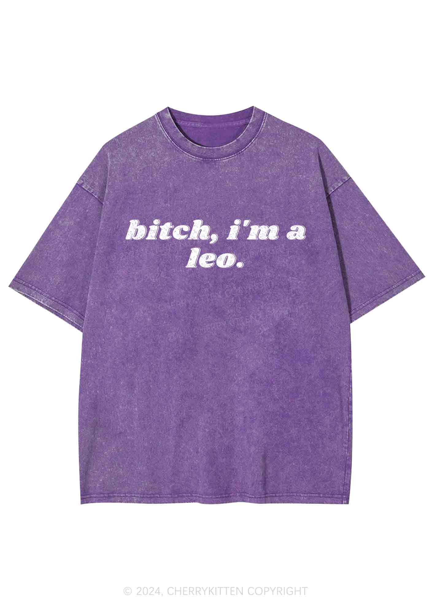 Bxtch I'm A Custom Zodiac Y2K Washed Tee Cherrykitten - Image 5