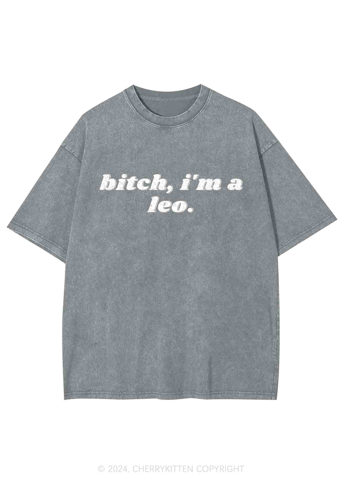 Bxtch I'm A Custom Zodiac Y2K Washed Tee Cherrykitten - Image 6