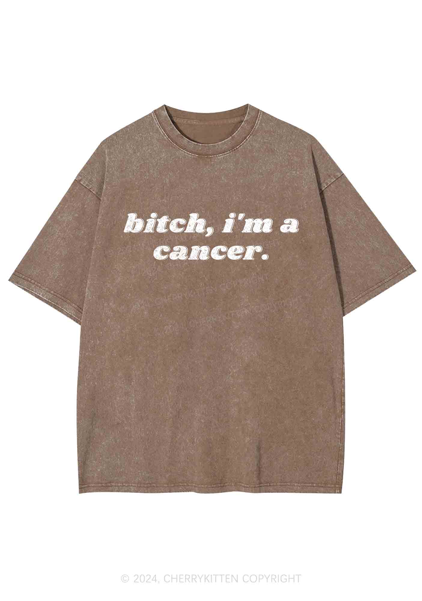 Bxtch I'm A Custom Zodiac Y2K Washed Tee Cherrykitten - Image 7