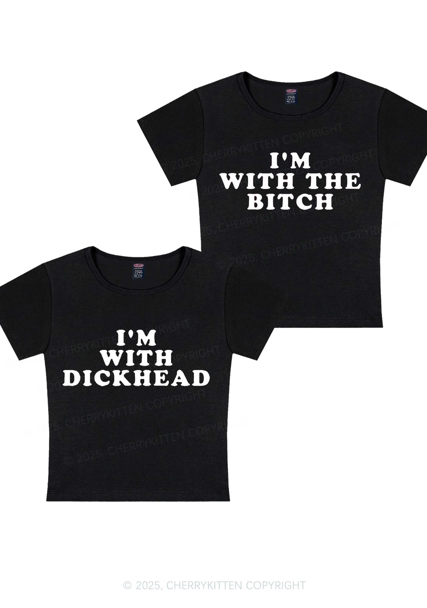 Bxxch Dxxkhead Y2K Valentine's Day Baby Tee Cherrykitten - Image 2