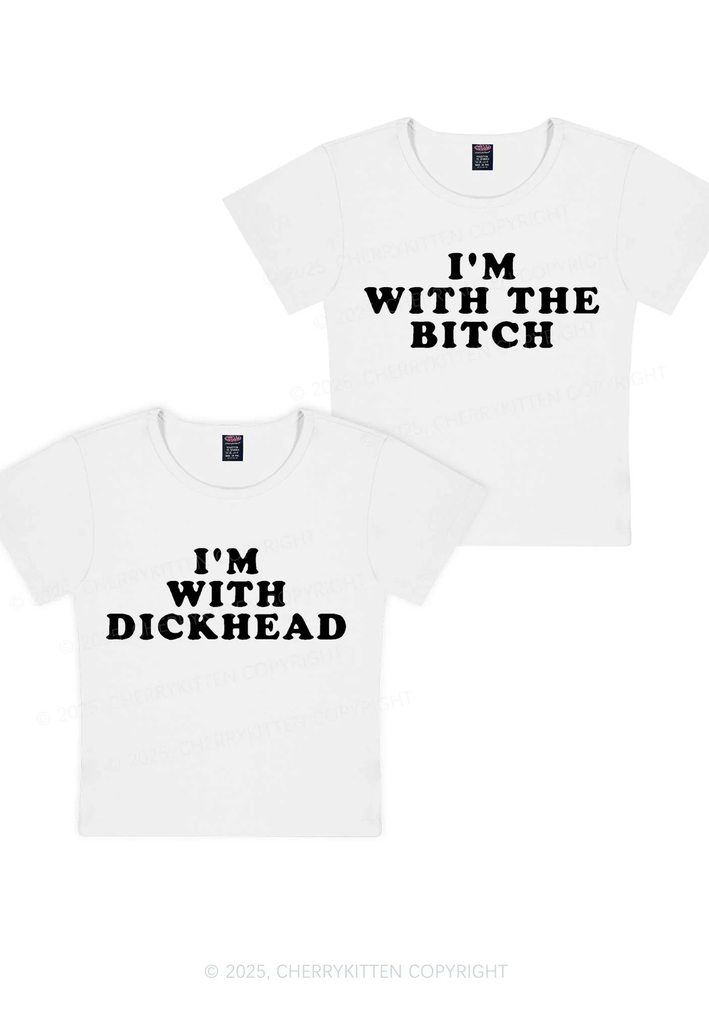 Bxxch Dxxkhead Y2K Valentine's Day Baby Tee Cherrykitten - Image 4